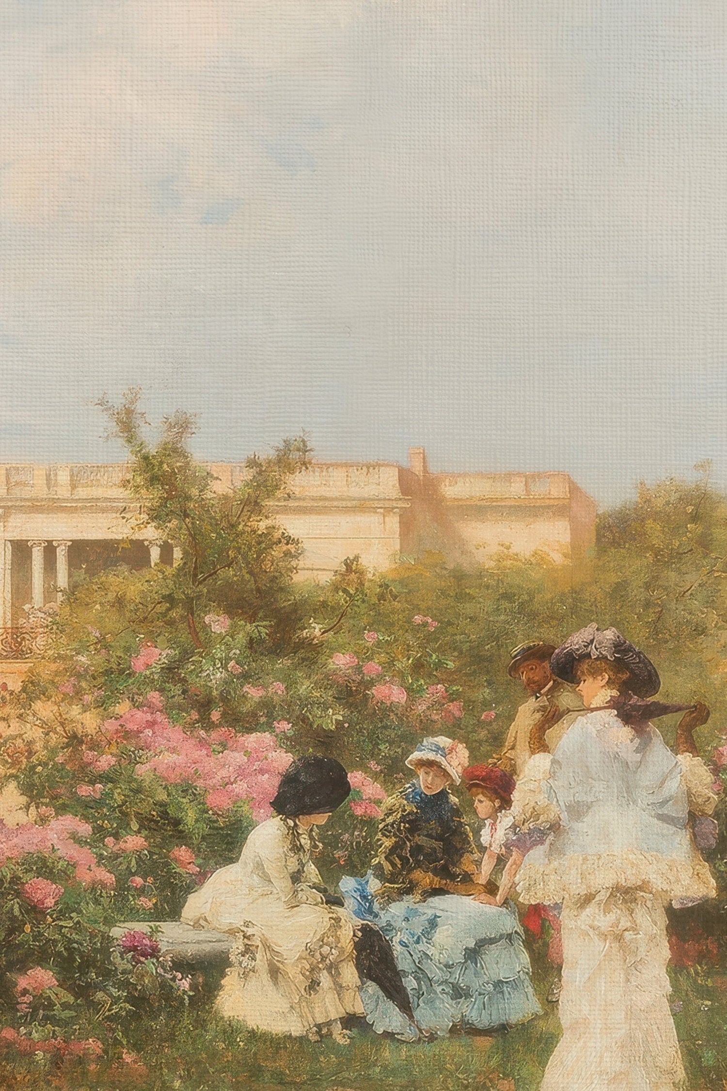 ROSE ET DENTELLE, Oeuvre sur toile rigide, encadré Vintage Argent