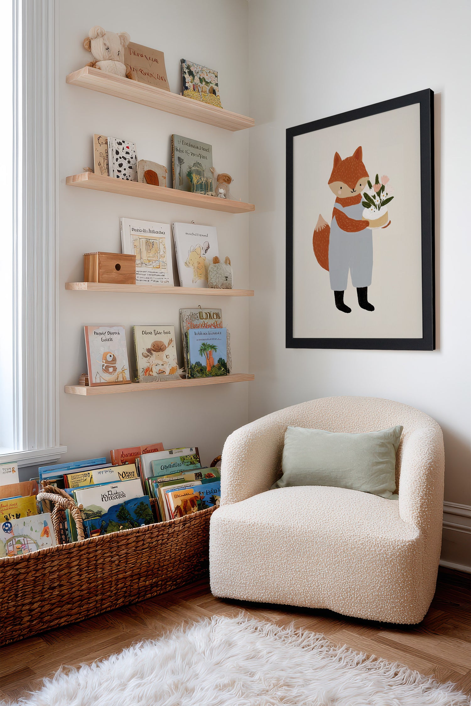 RENARD FLEURI, Artwork on rigid canvas, framed in black