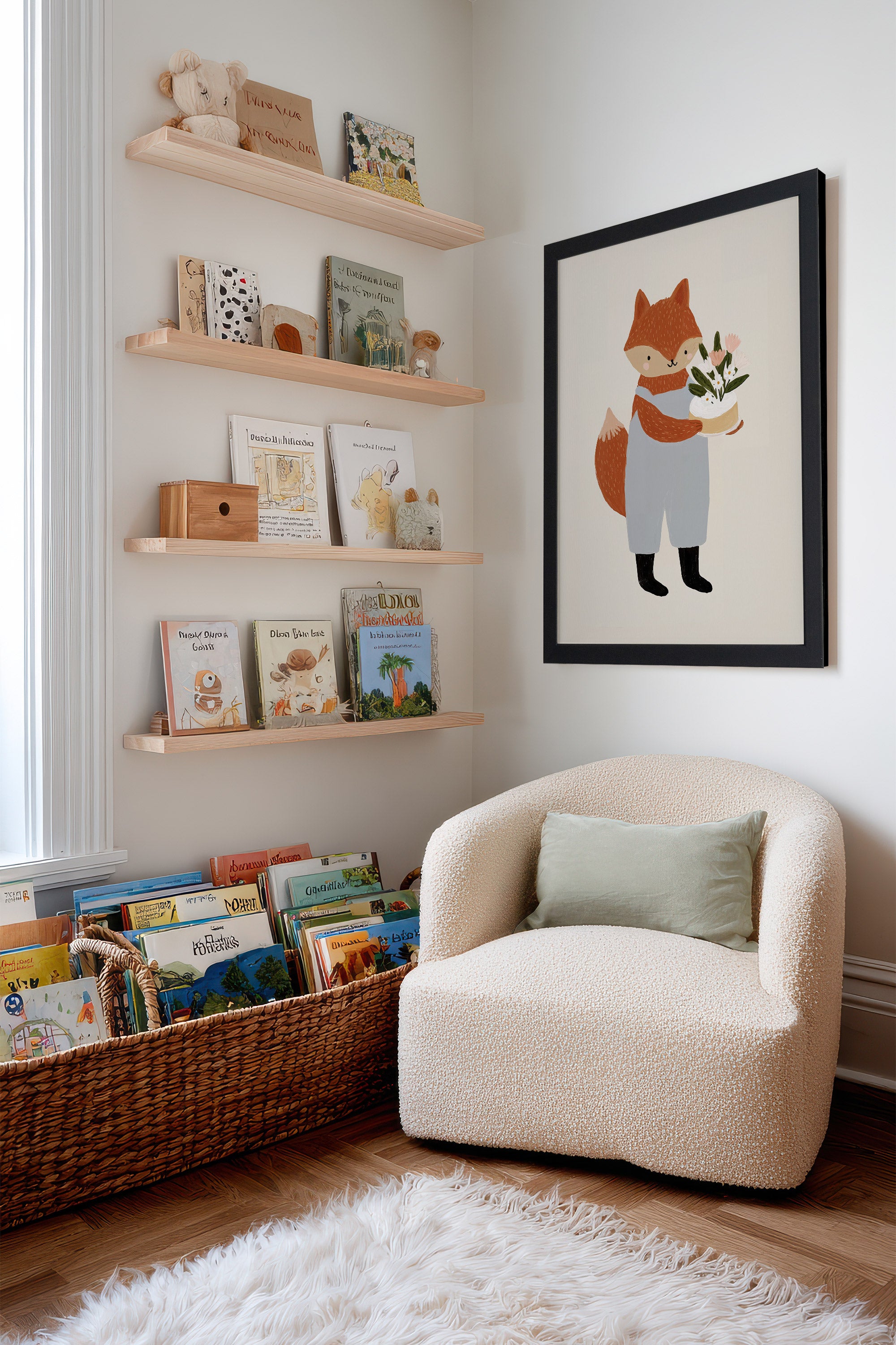 RENARD FLEURI, Artwork on rigid canvas, framed in black