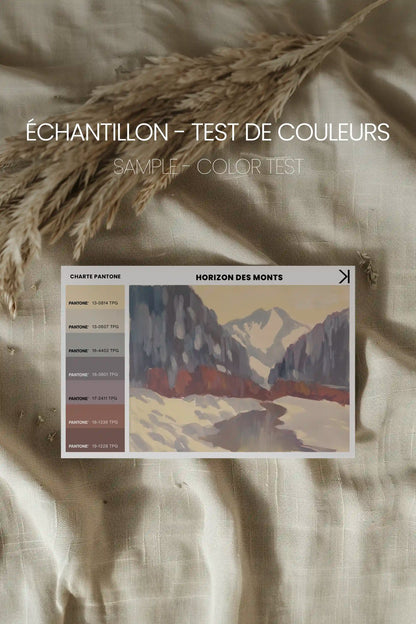 HORIZON DES MONTS, Oeuvre sur toile étirée, encadré Brun Chêne