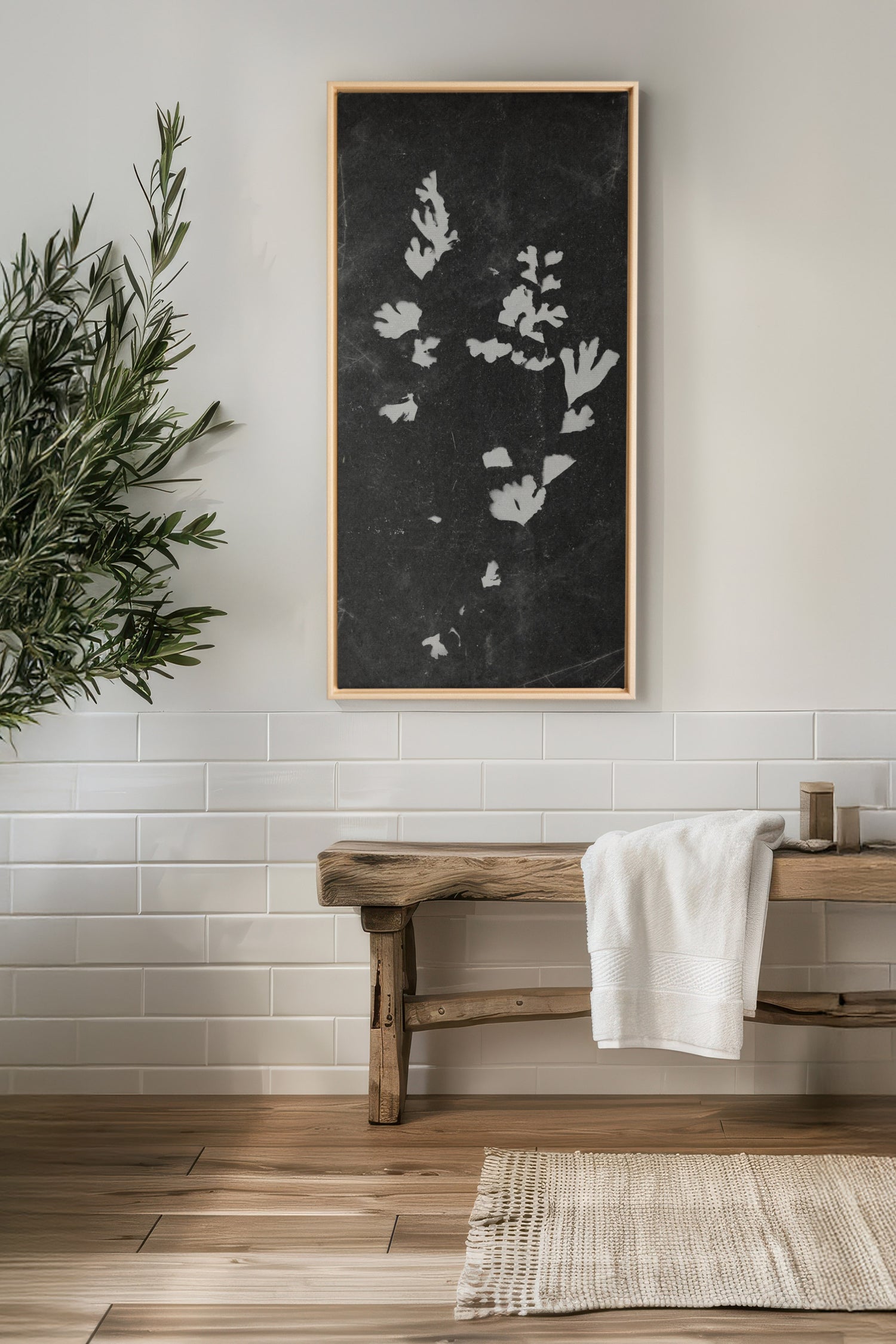 GHOST LEAVES, Work on stretched canvas, framed Naturel Clair