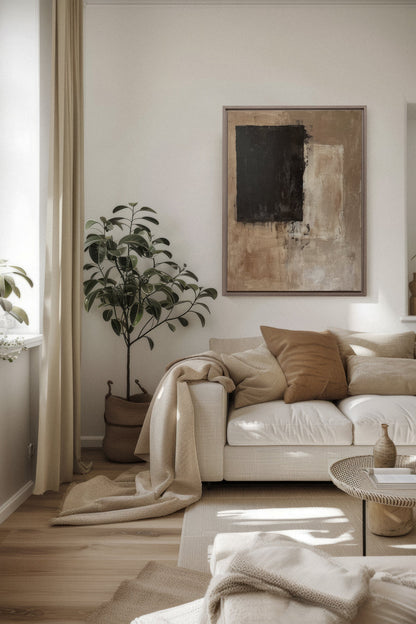 OLEKA CANVAS - INK METAPHOR II, Oeuvre sur toile étirée, encadré Brun Chêne