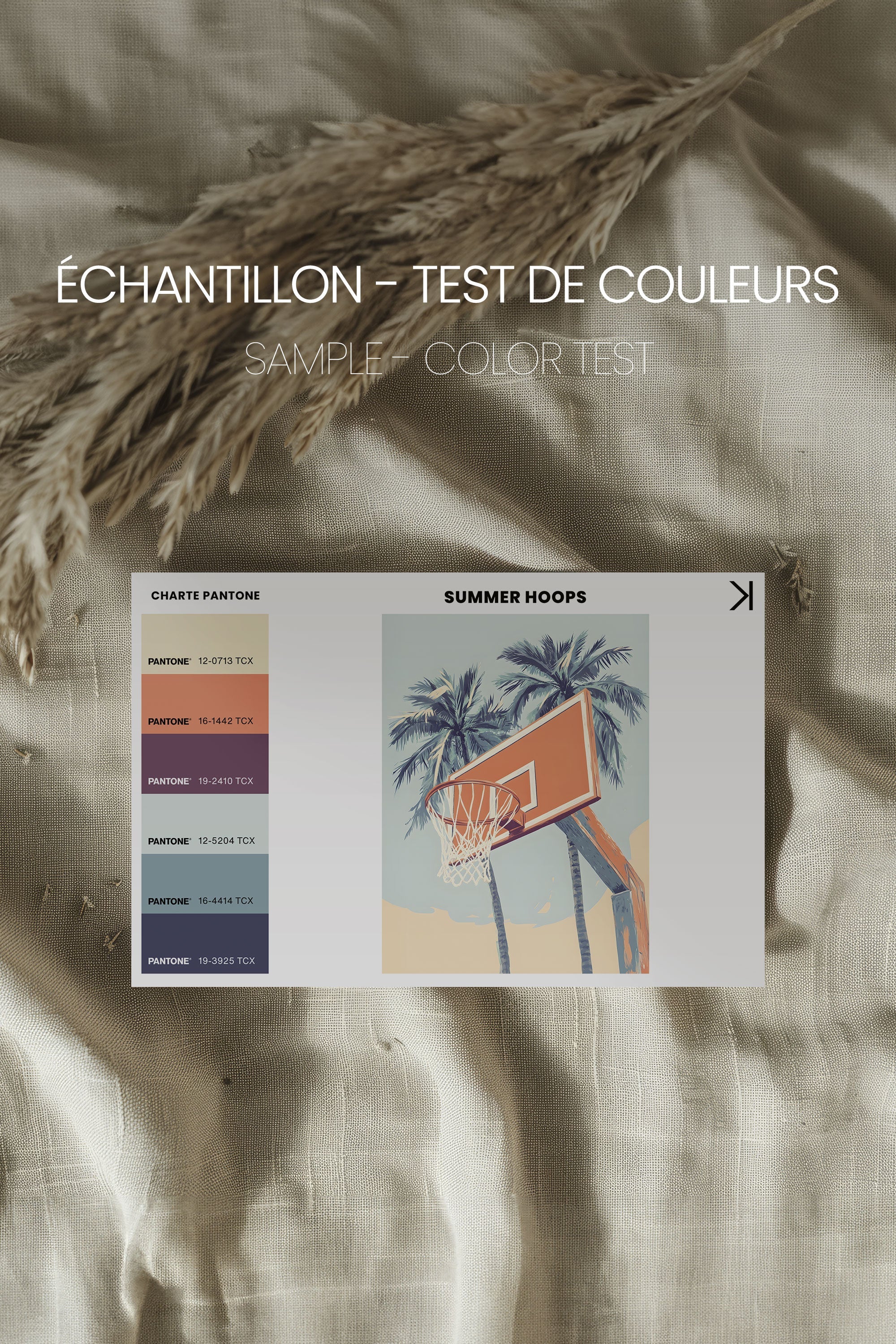 OLEKA CANVAS - SUMMER HOOPS, Oeuvre sur toile étirée, encadré Brun Noyer