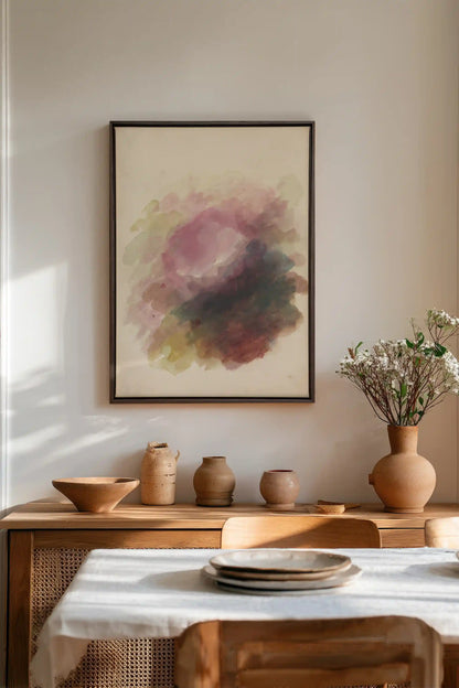 PLUM GARDEN, Oeuvre sur toile étirée, encadré Brun Noyer