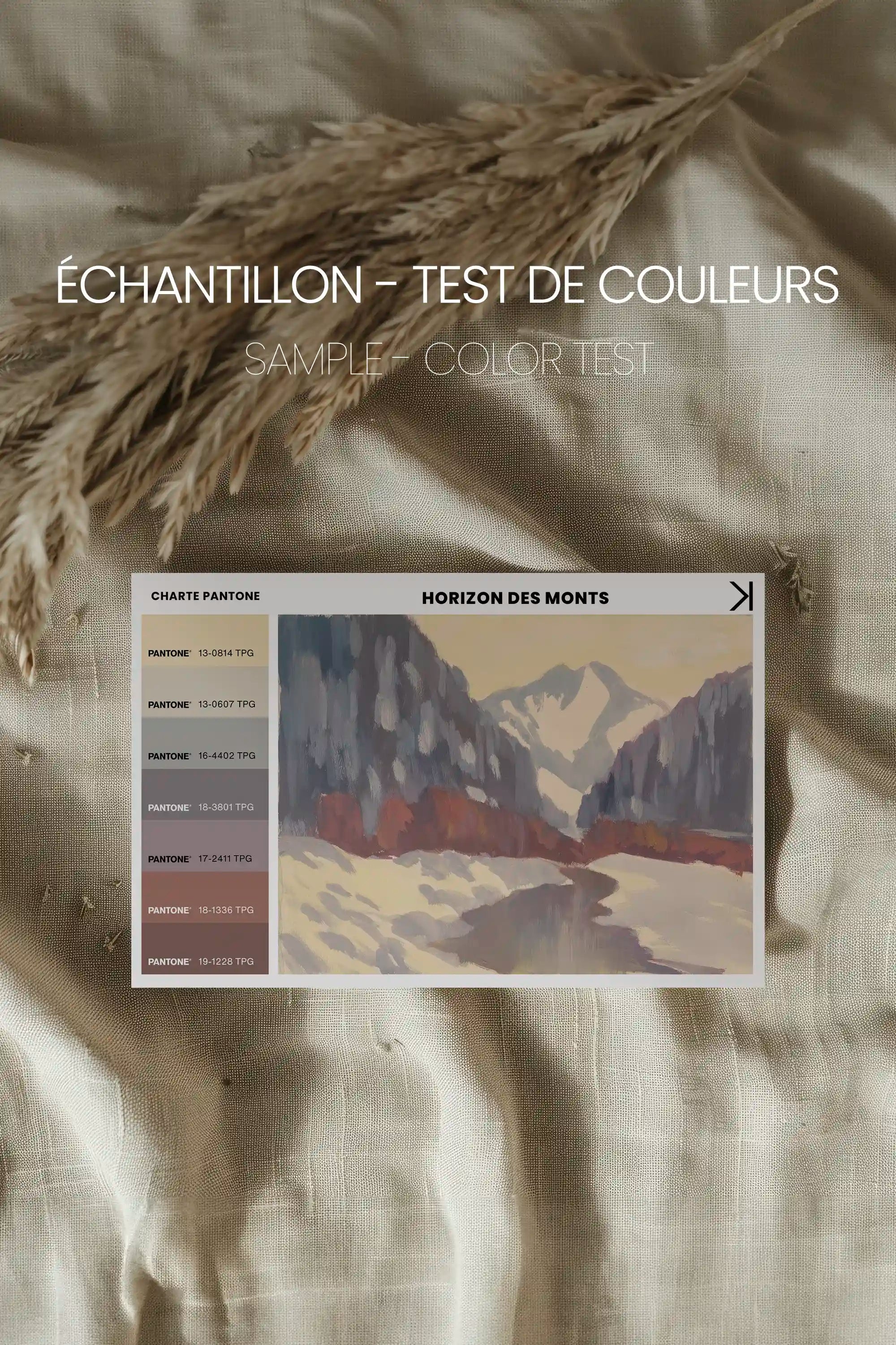 HORIZON DES MONTS, Oeuvre sur toile étirée, encadré Blanc