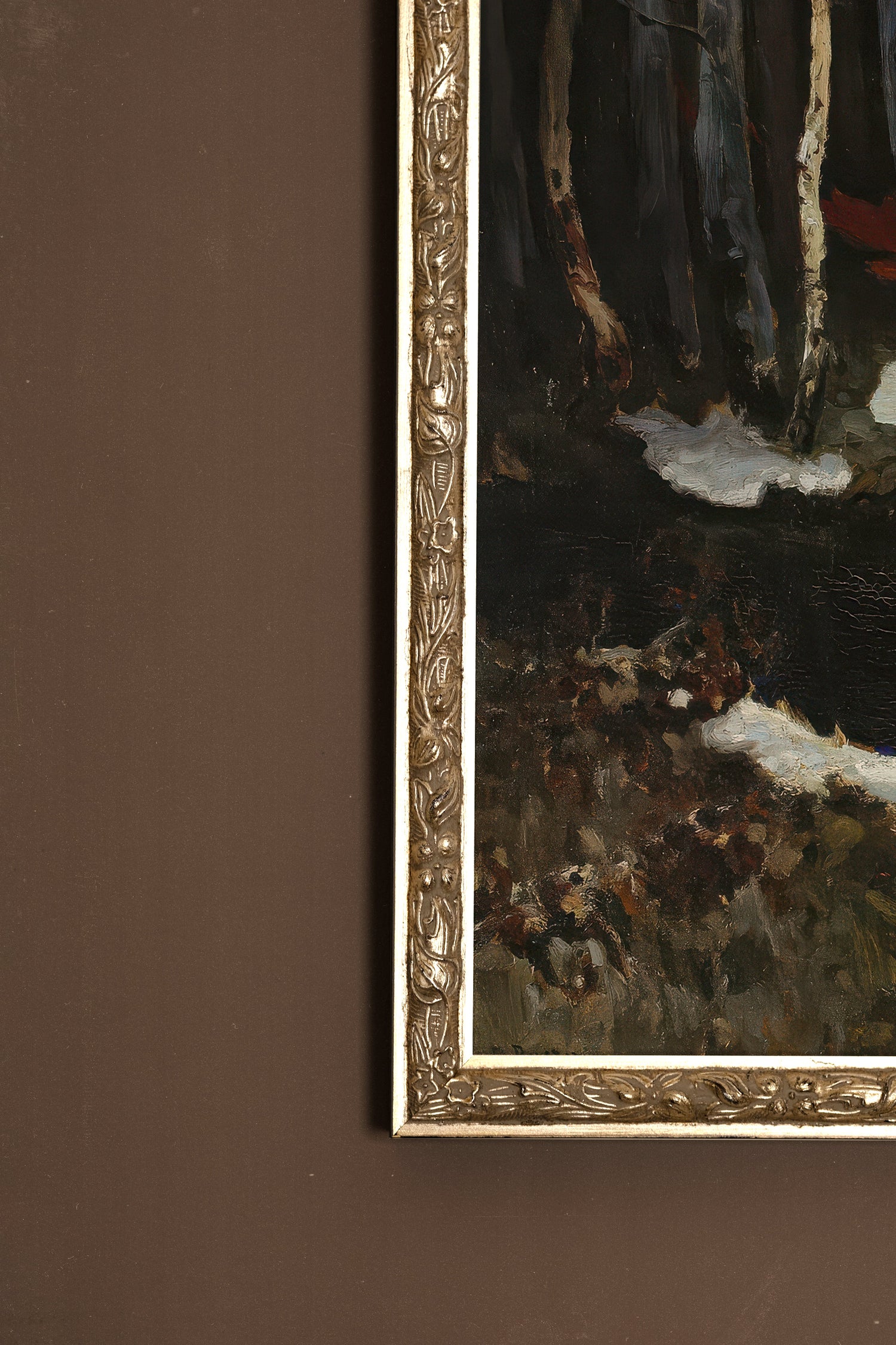 FROZEN AMBER, Work on canvas, framed Vintage Silver