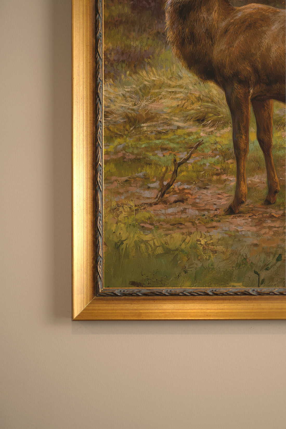 FOREST KING, Artwork on stretched canvas, framed Vintage Gold