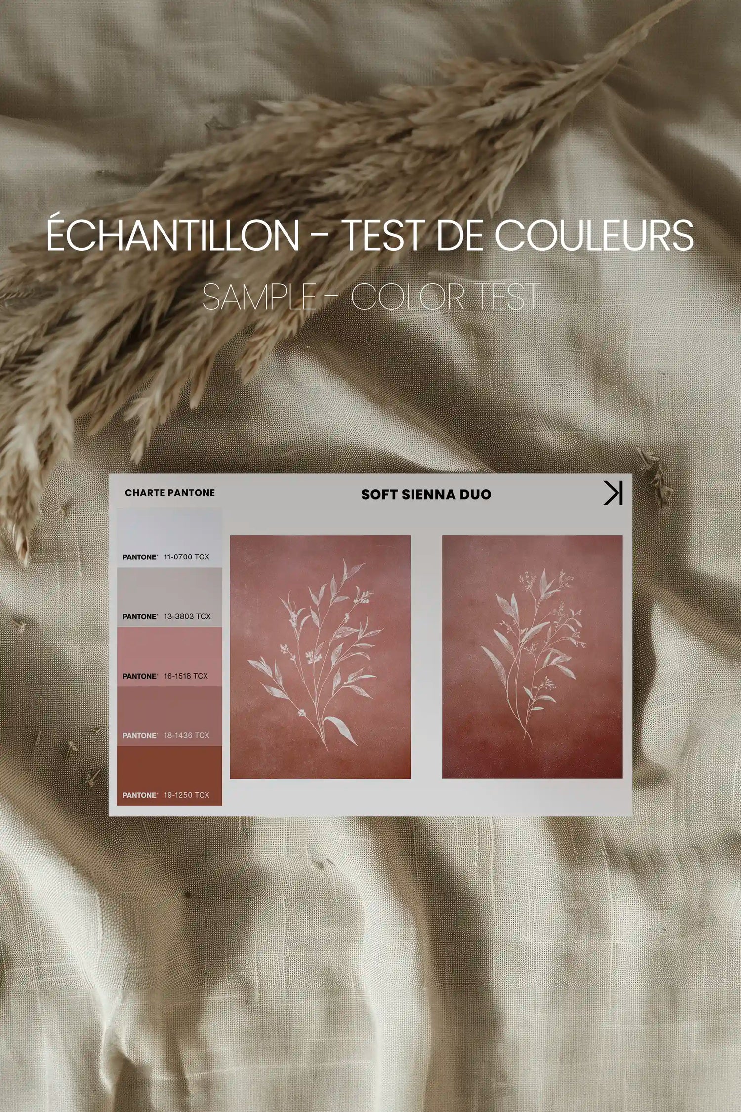 SOFT SIENNA DUO, 2 Oeuvres sur toile étirée, encadré Brun Chêne
