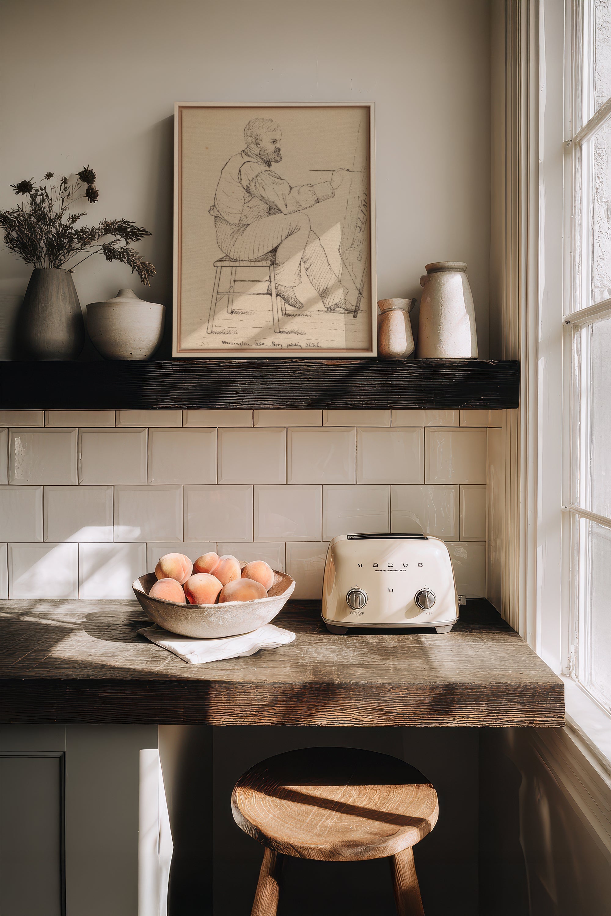 OLEKA CANVAS - AU FIL DU TRAIT, Oeuvre sur toile étirée, encadré Naturel Clair