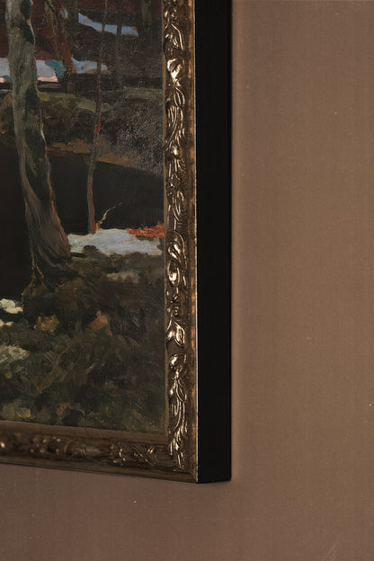 FROZEN AMBER, Work on canvas, framed Vintage Silver