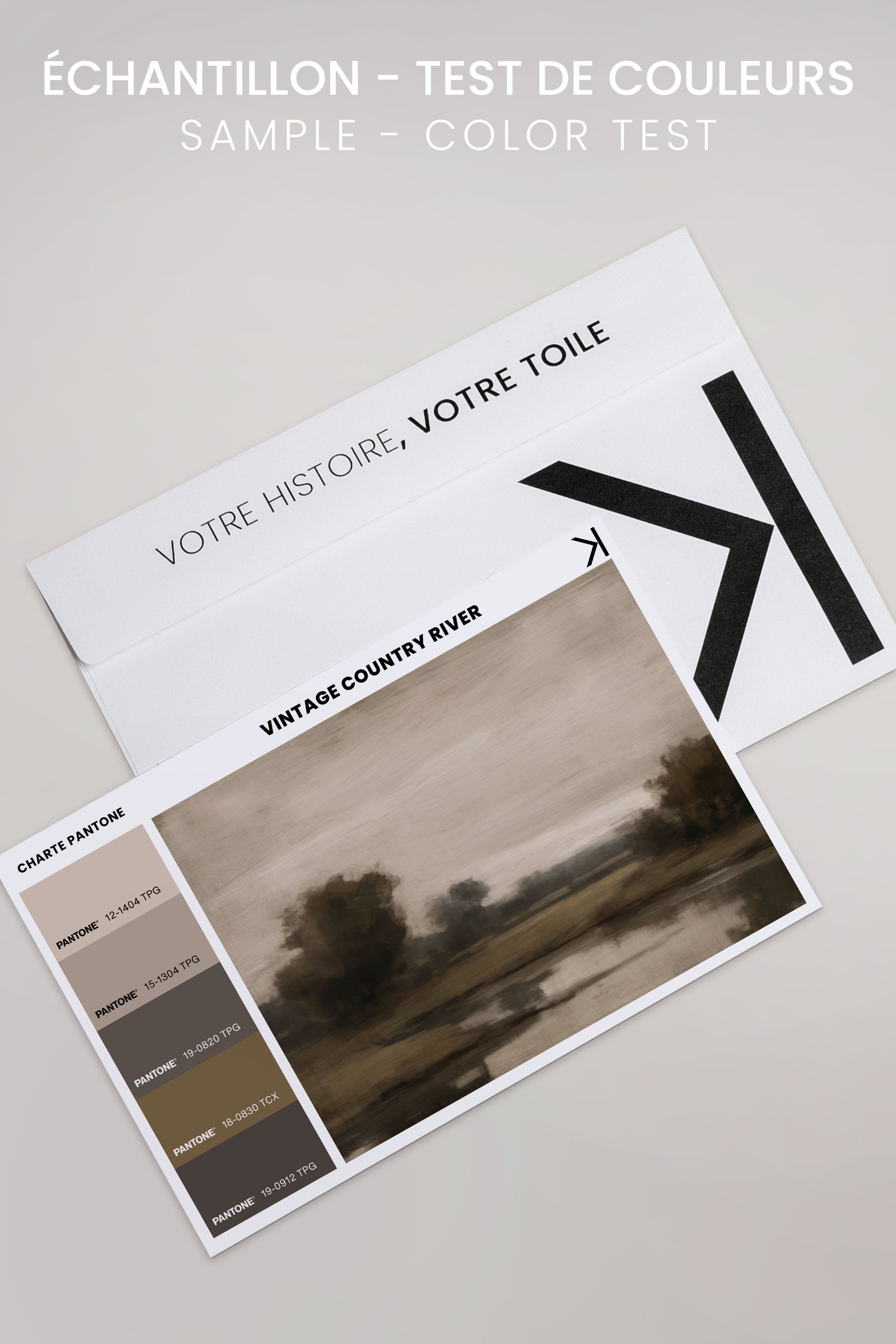 OLEKA CANVAS - VINTAGE COUNTRY RIVER, Oeuvre sur toile étirée, encadré Blanc