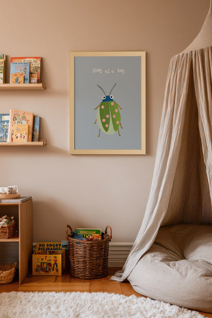 COCCINELLE DOUILLETTE, Artwork on rigid canvas, framed in Natural Light