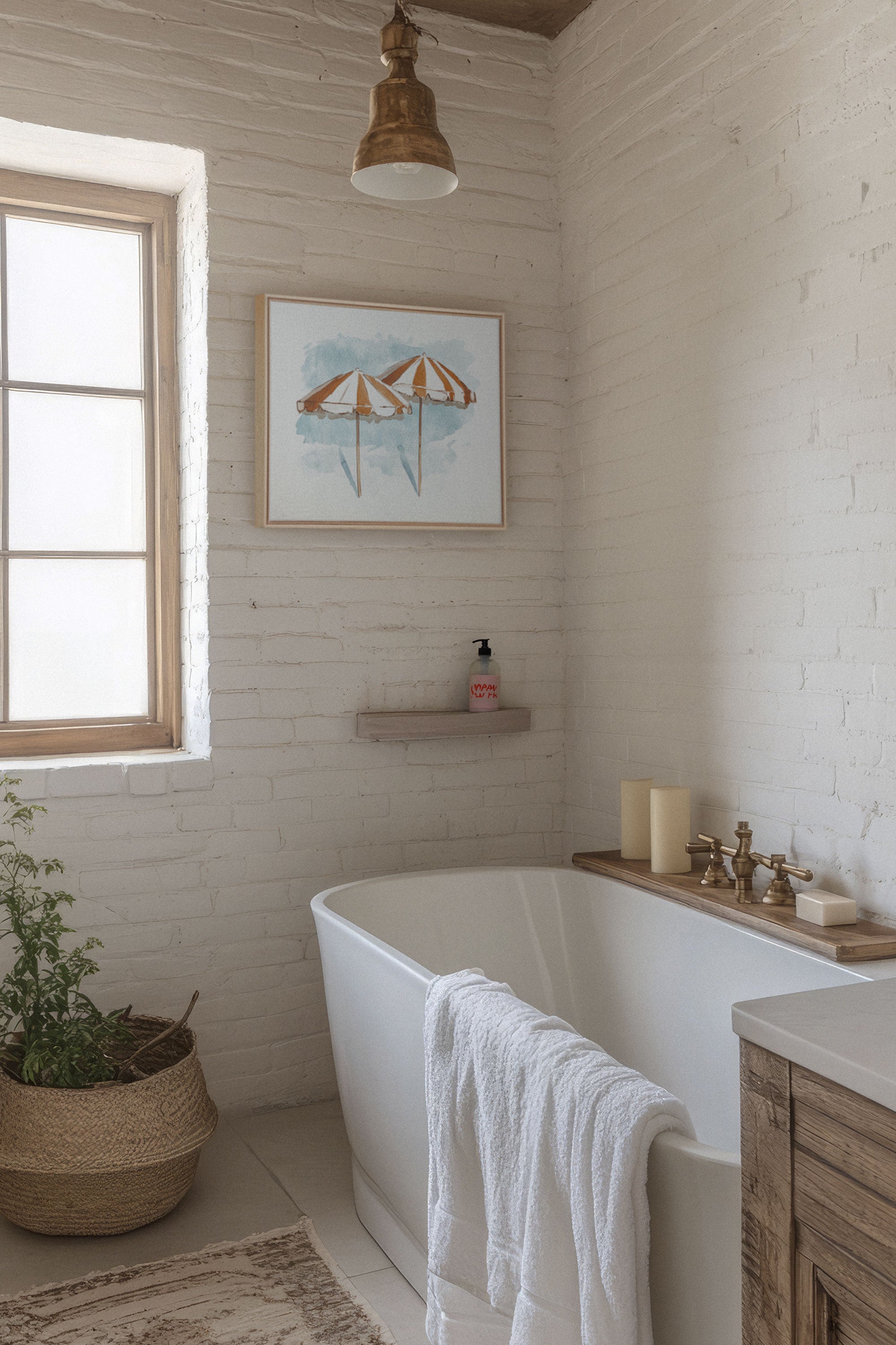 OCEAN SHADE, Oeuvre sur toile étirée, encadré Naturel Clair