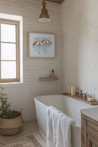 OCEAN SHADE, Oeuvre sur toile étirée, encadré Naturel Clair