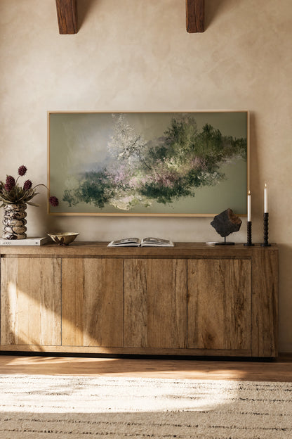JARDIN DES BRUMES, Artwork on stretched canvas, Light Natural frame
