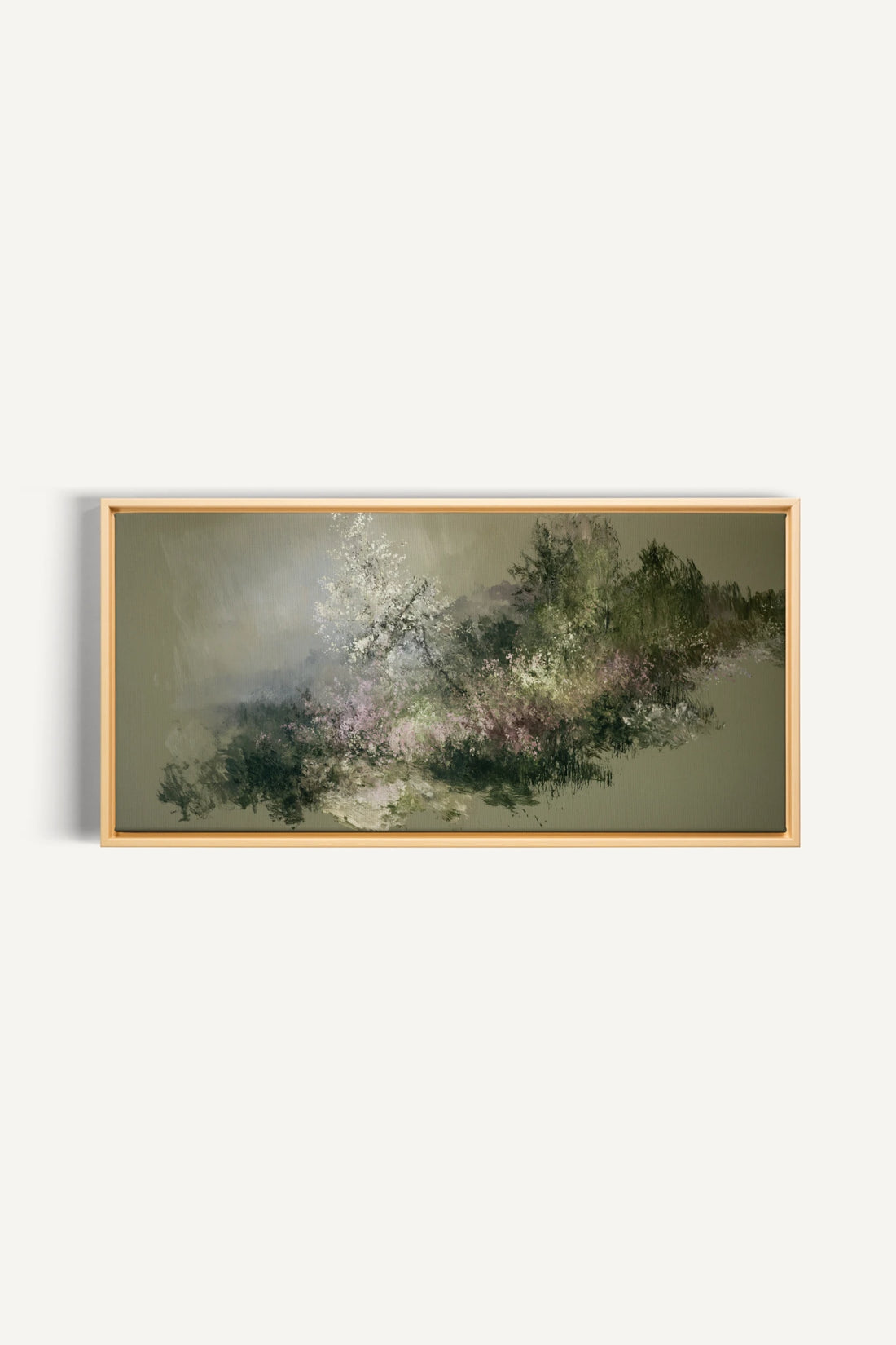 JARDIN DES BRUMES, Artwork on stretched canvas, Light Natural frame