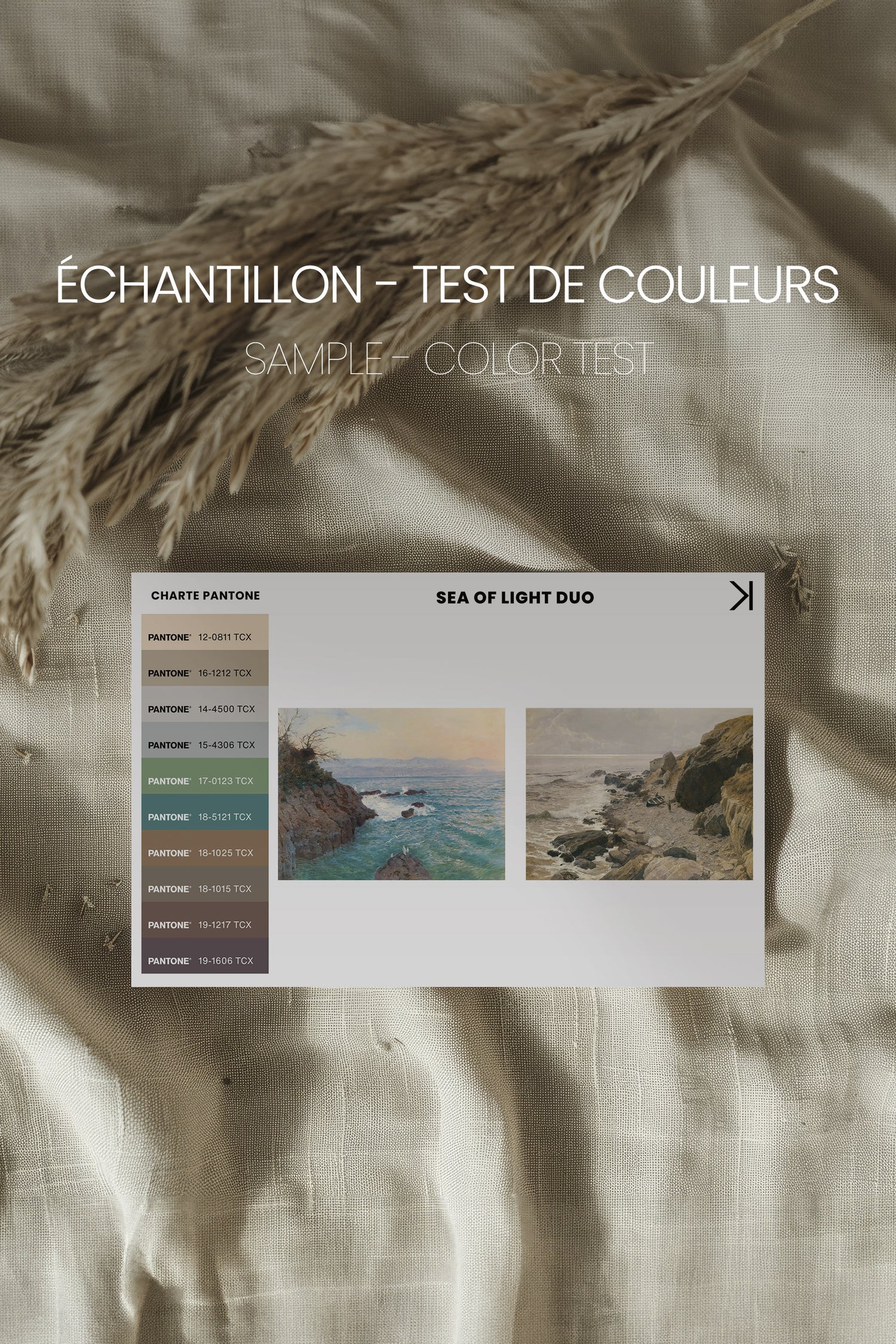 SEA OF LIGHT DUO, 2 Oeuvres sur toile étirée, encadré Brun Noyer