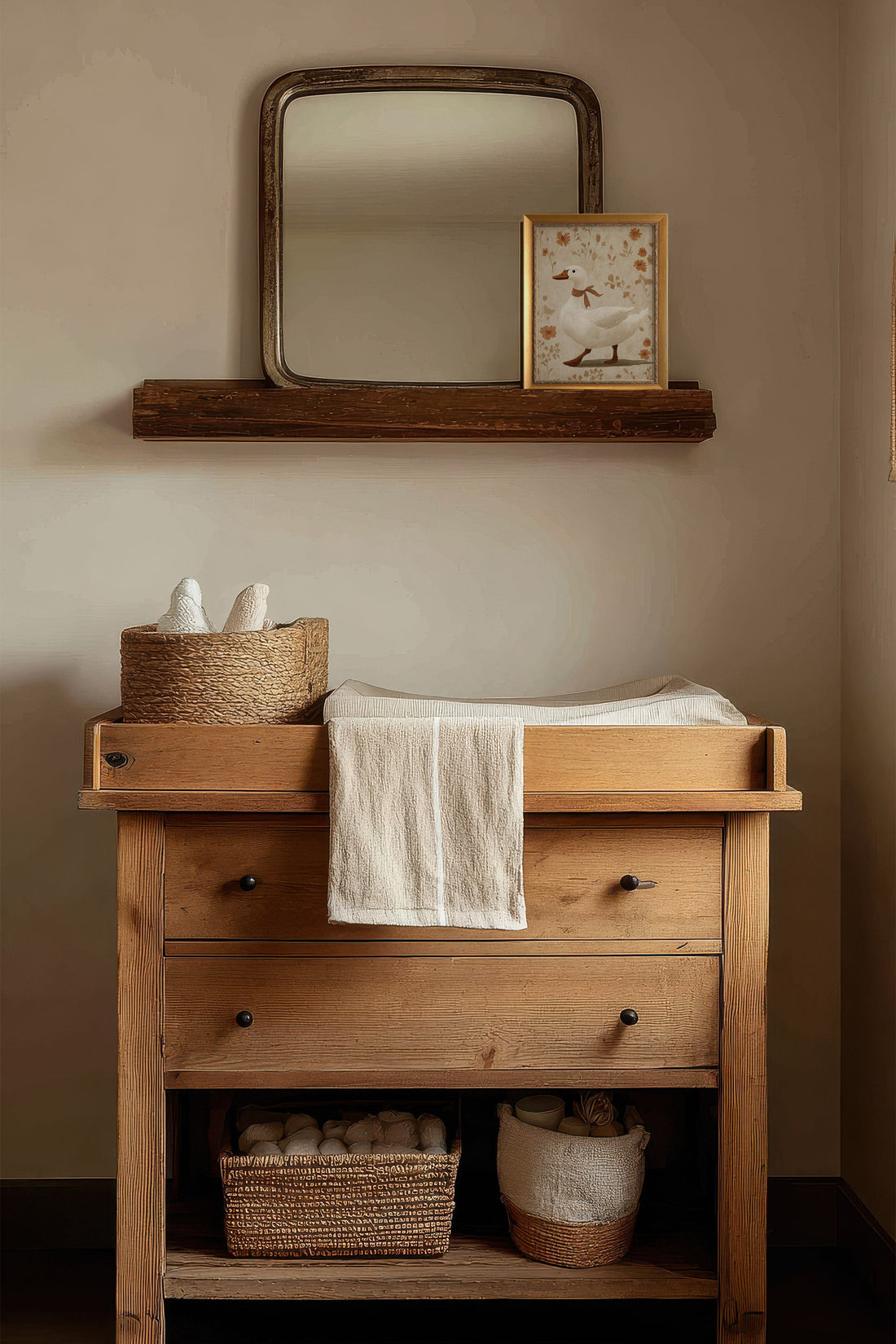 CANARD ÉLÉGANT, Oeuvre sur toile rigide, encadré Vintage Or