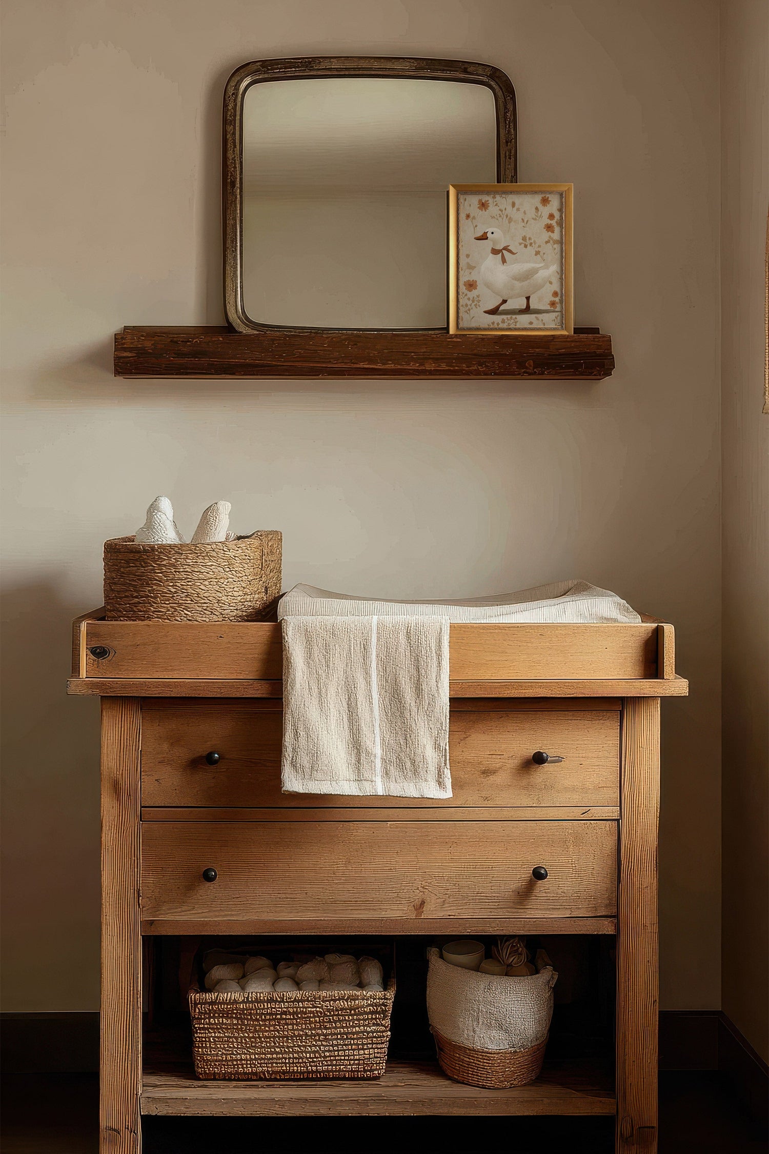 CANARD ÉLÉGANT, Artwork on rigid canvas, framed in Vintage Gold