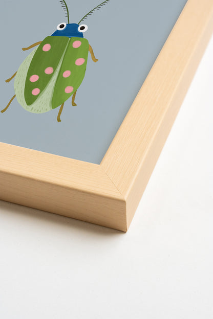 COCCINELLE DOUILLETTE, Artwork on rigid canvas, framed in Natural Light