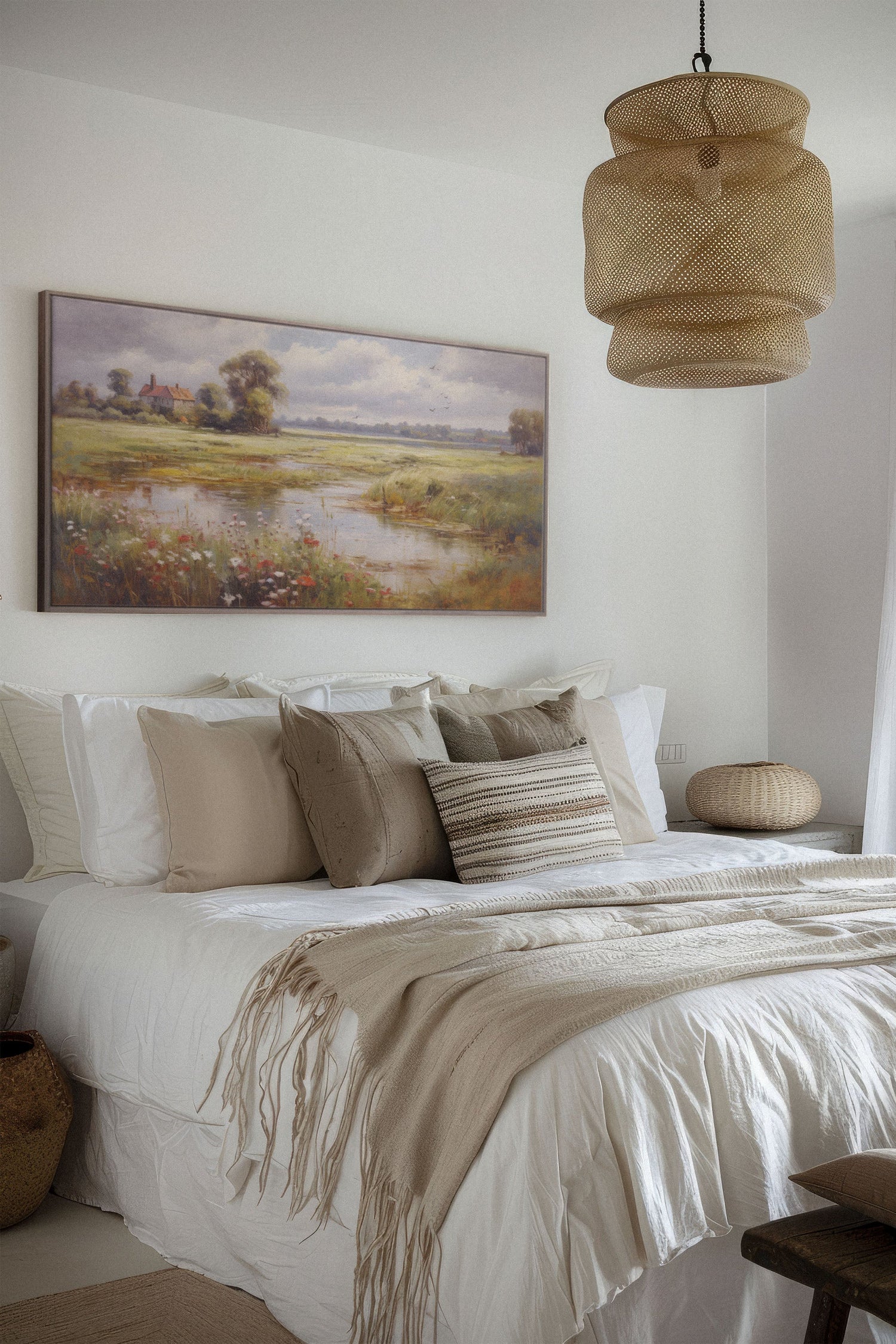 OLEKA CANVAS - Red Oasis, Oeuvre sur toile étirée, encadré Brun Chêne