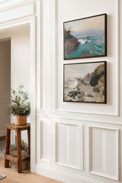 SEA OF LIGHT DUO, 2 Oeuvres sur toile étirée, encadré Brun Noyer