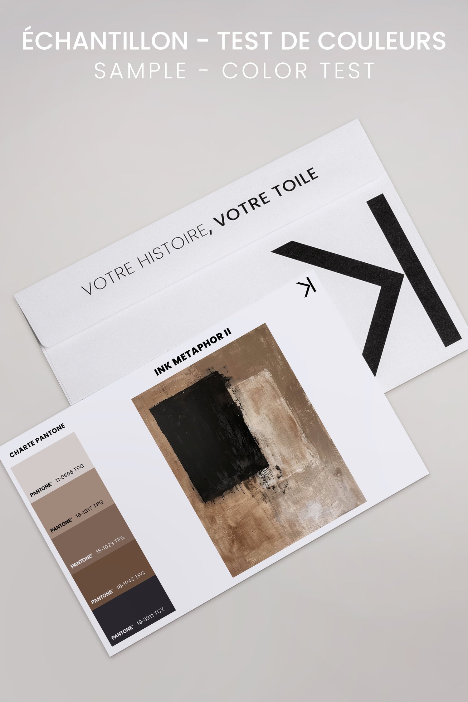 OLEKA CANVAS - INK METAPHOR II, Oeuvre sur toile étirée, encadré Brun Chêne