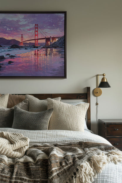 OLEKA CANVAS - GOLDEN GLOW, Oeuvre sur toile étirée, encadré Noir