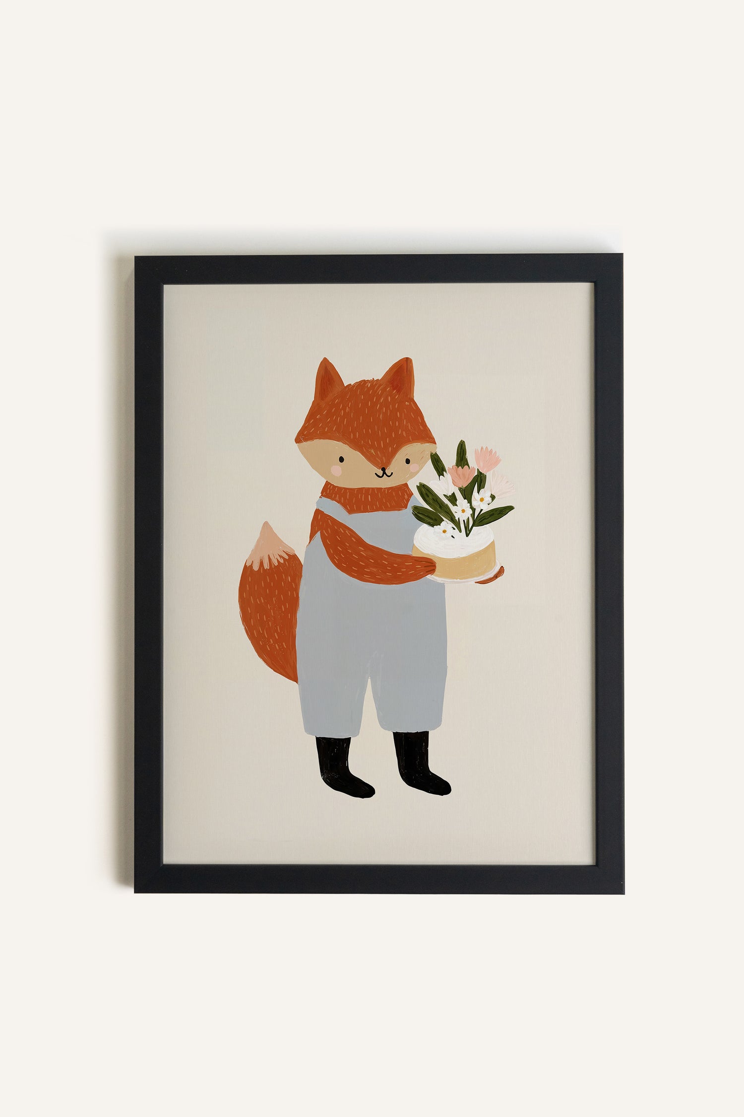 RENARD FLEURI, Artwork on rigid canvas, framed in black