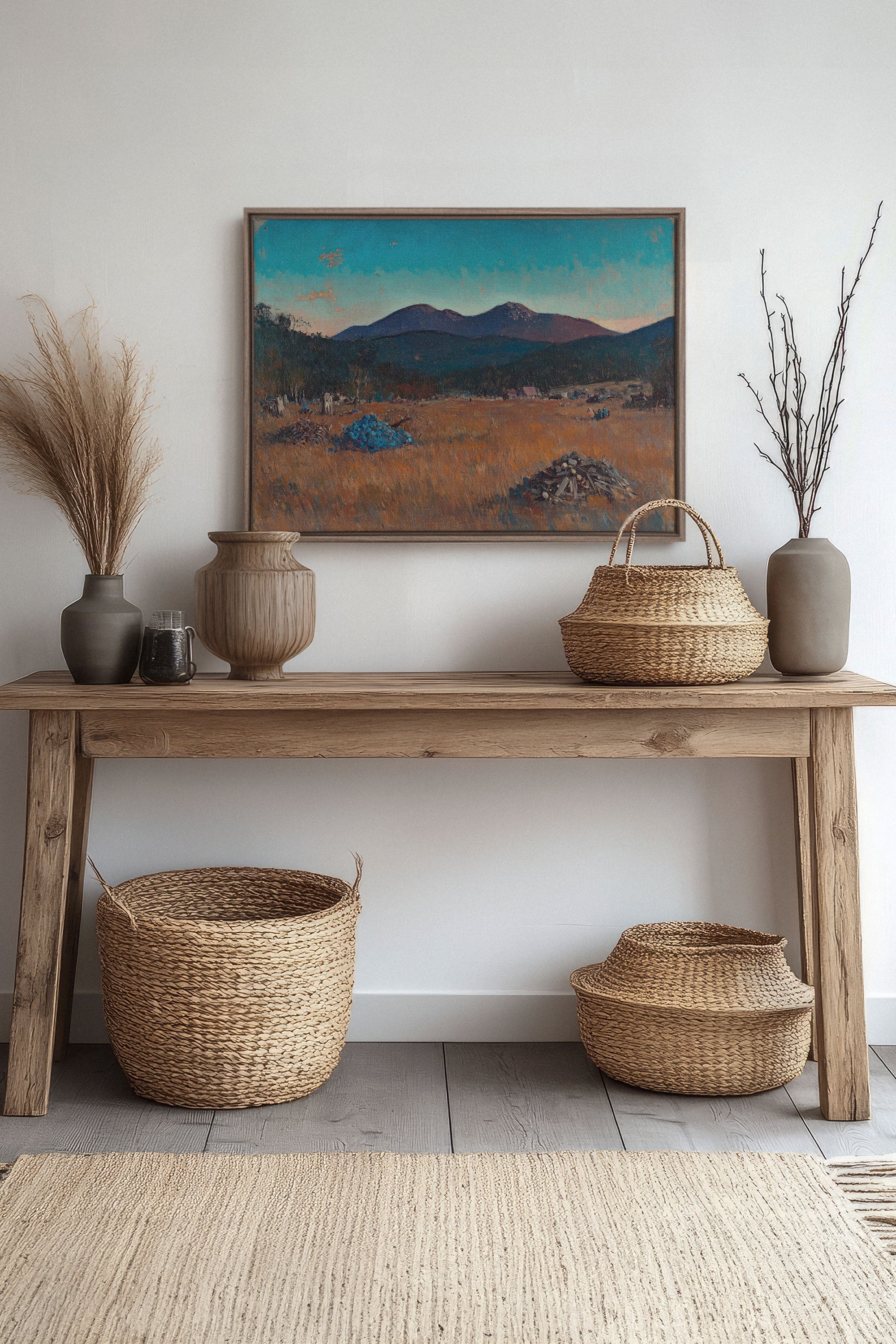 OLEKA CANVAS - EVENING HARVEST, Oeuvre sur toile étirée, encadré Brun Chêne