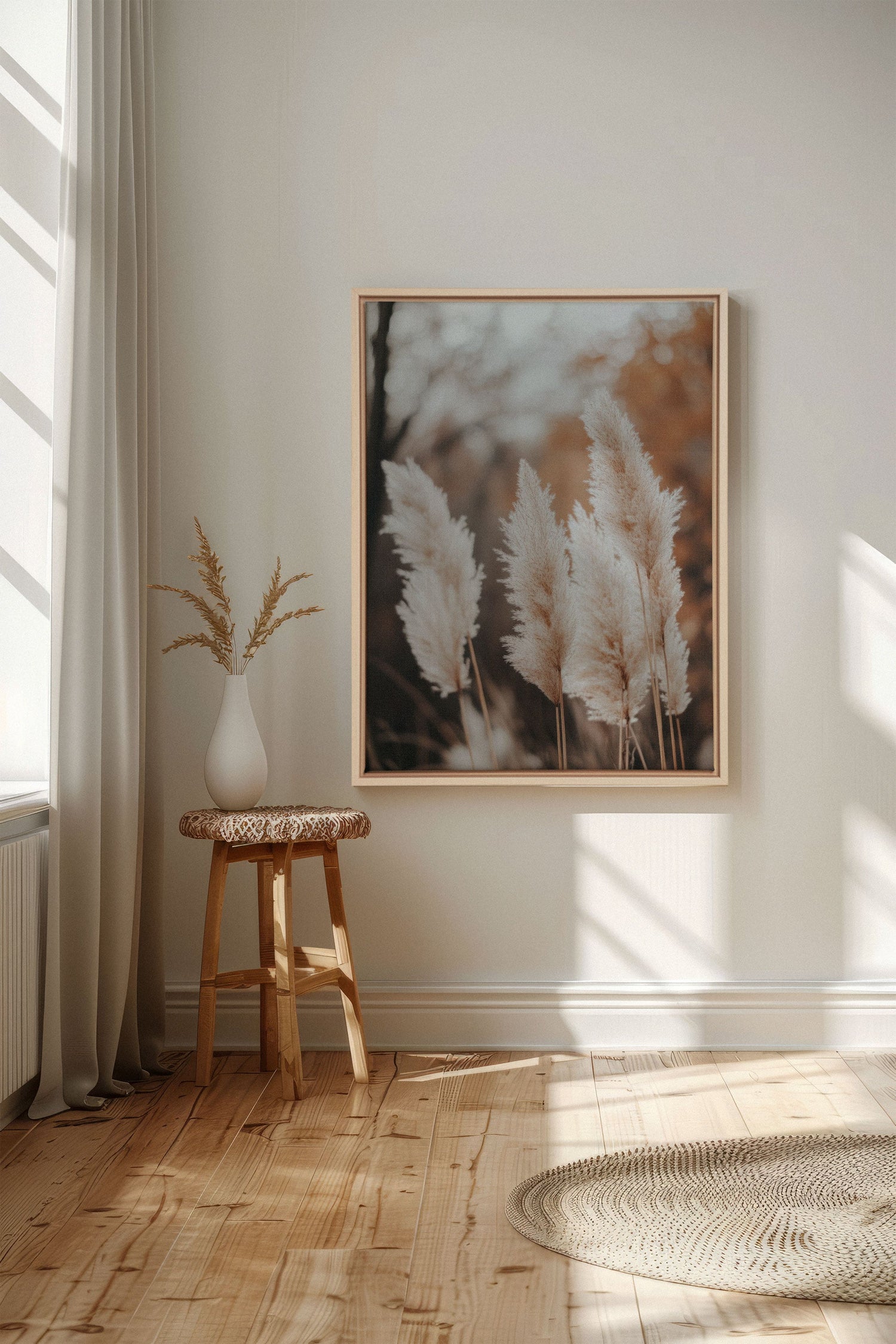 OLEKA CANVAS - GOLDEN FEATHER, Oeuvre sur toile étirée, encadré Naturel Clair