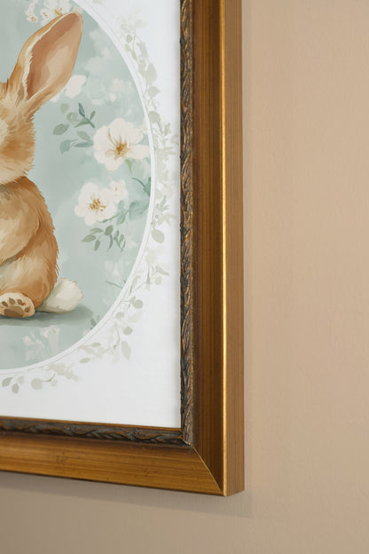 PETIT LAPIN DORÉ, Oeuvre sur toile étirée, encadré Vintage Or