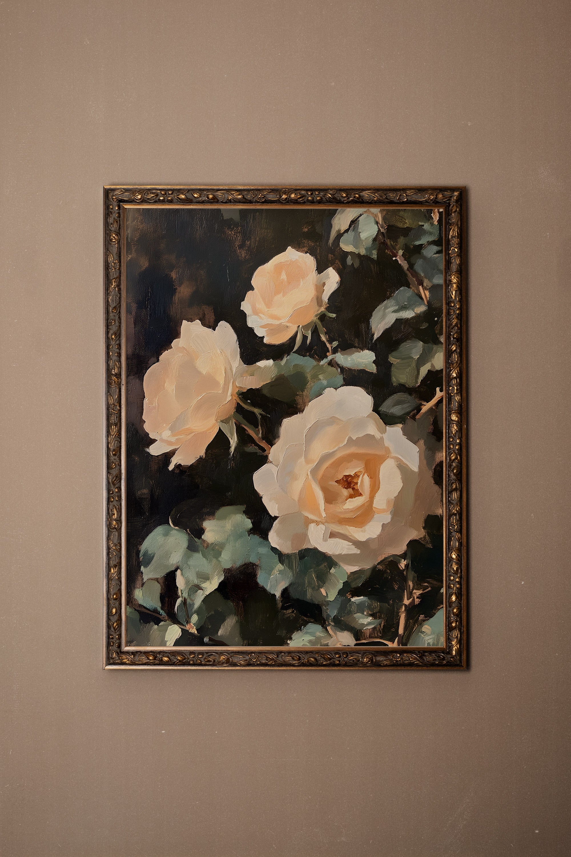 FLEUR DE VELOURS, Artwork on rigid canvas, framed in Vintage Bronze