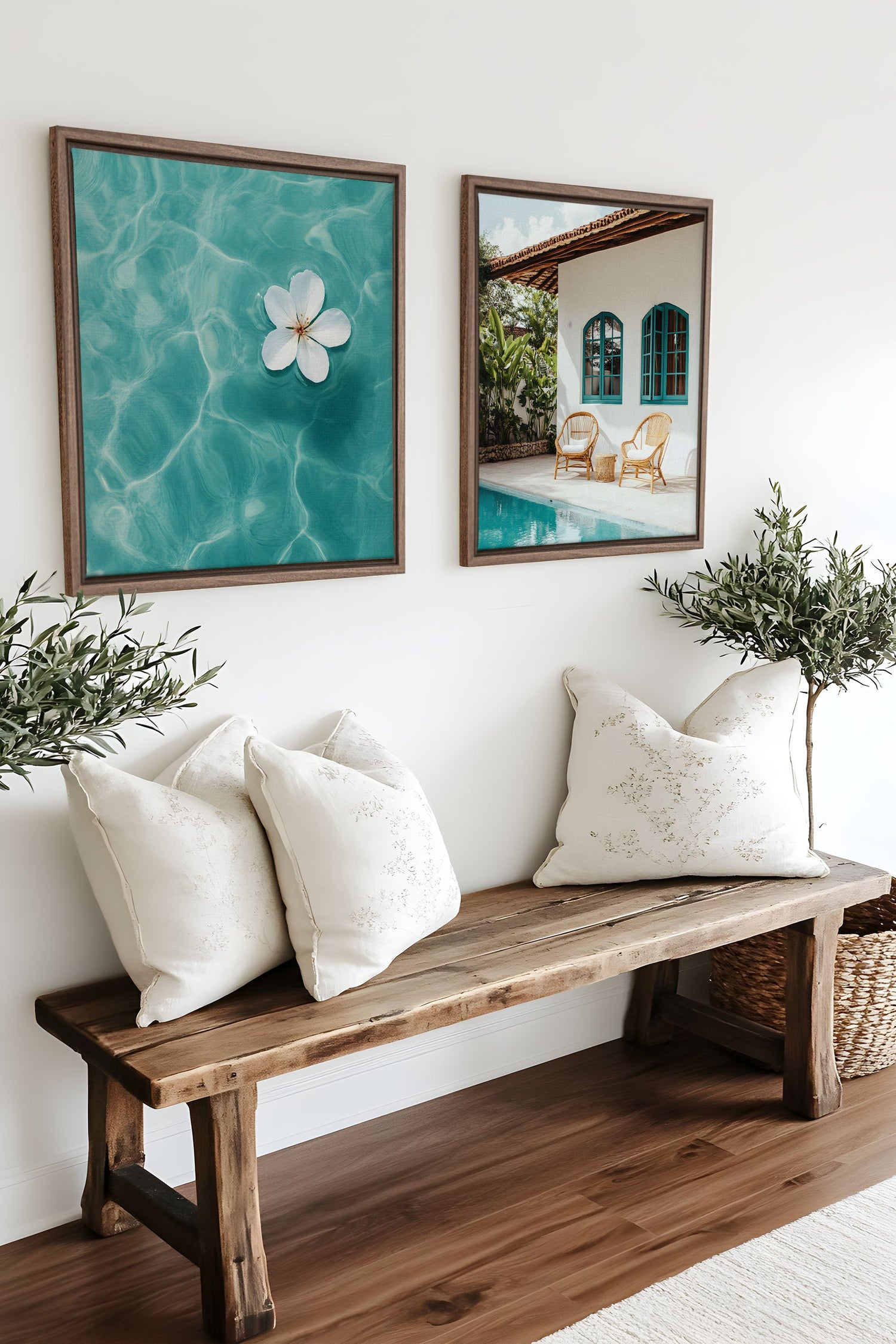 OLEKA CANVAS - DUO INSTANT AZUR, 2 Oeuvres sur toile étirée, encadré Brun Chêne