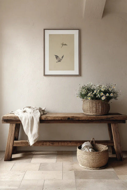 MISTY WINGS, Work on stretched canvas, framed Oak Brown