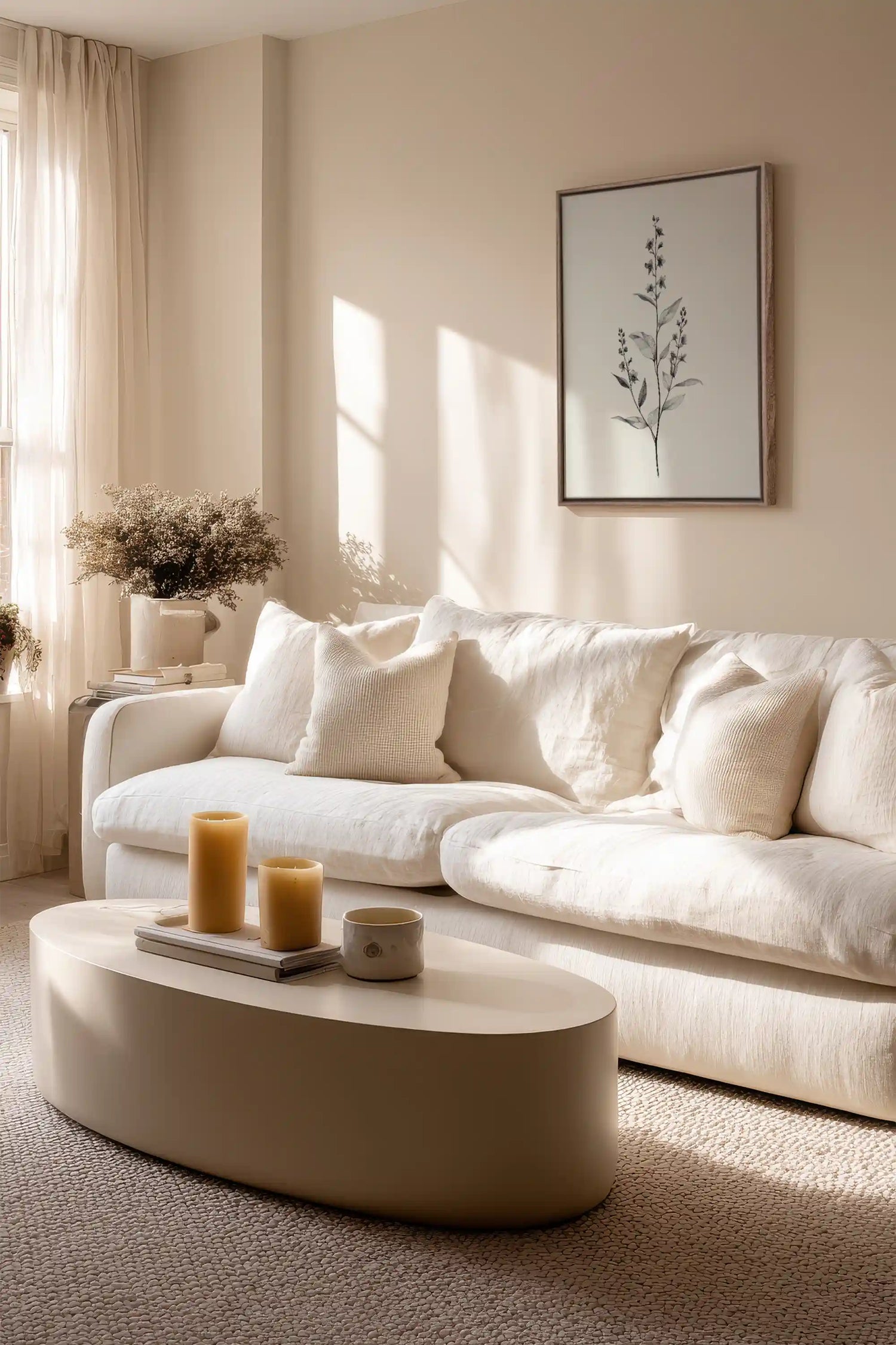 BRANCHE LÉGÈRE, Work on stretched canvas, framed Oak Brown