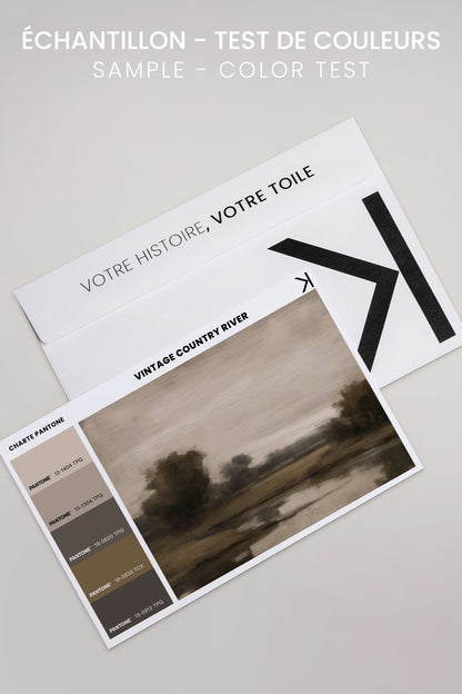 OLEKA CANVAS - VINTAGE COUNTRY RIVER, Oeuvre sur toile étirée, encadré Naturel Clair