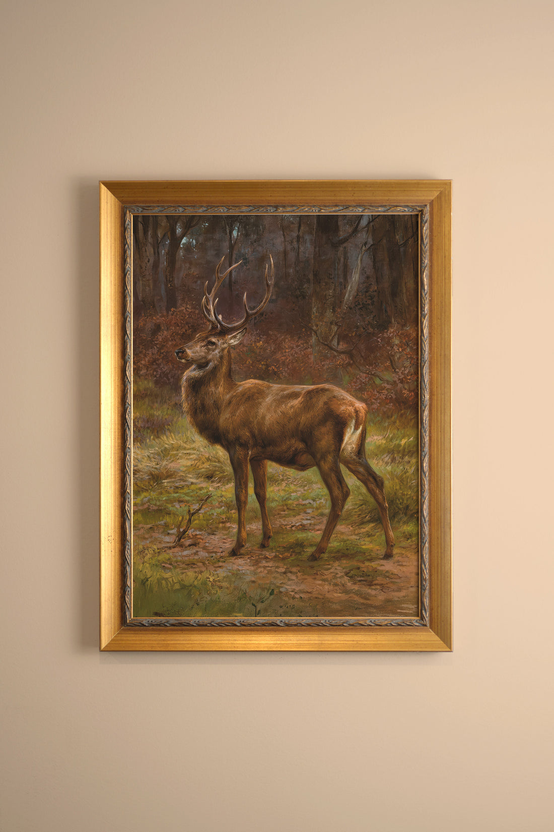FOREST KING, Artwork on stretched canvas, framed Vintage Gold
