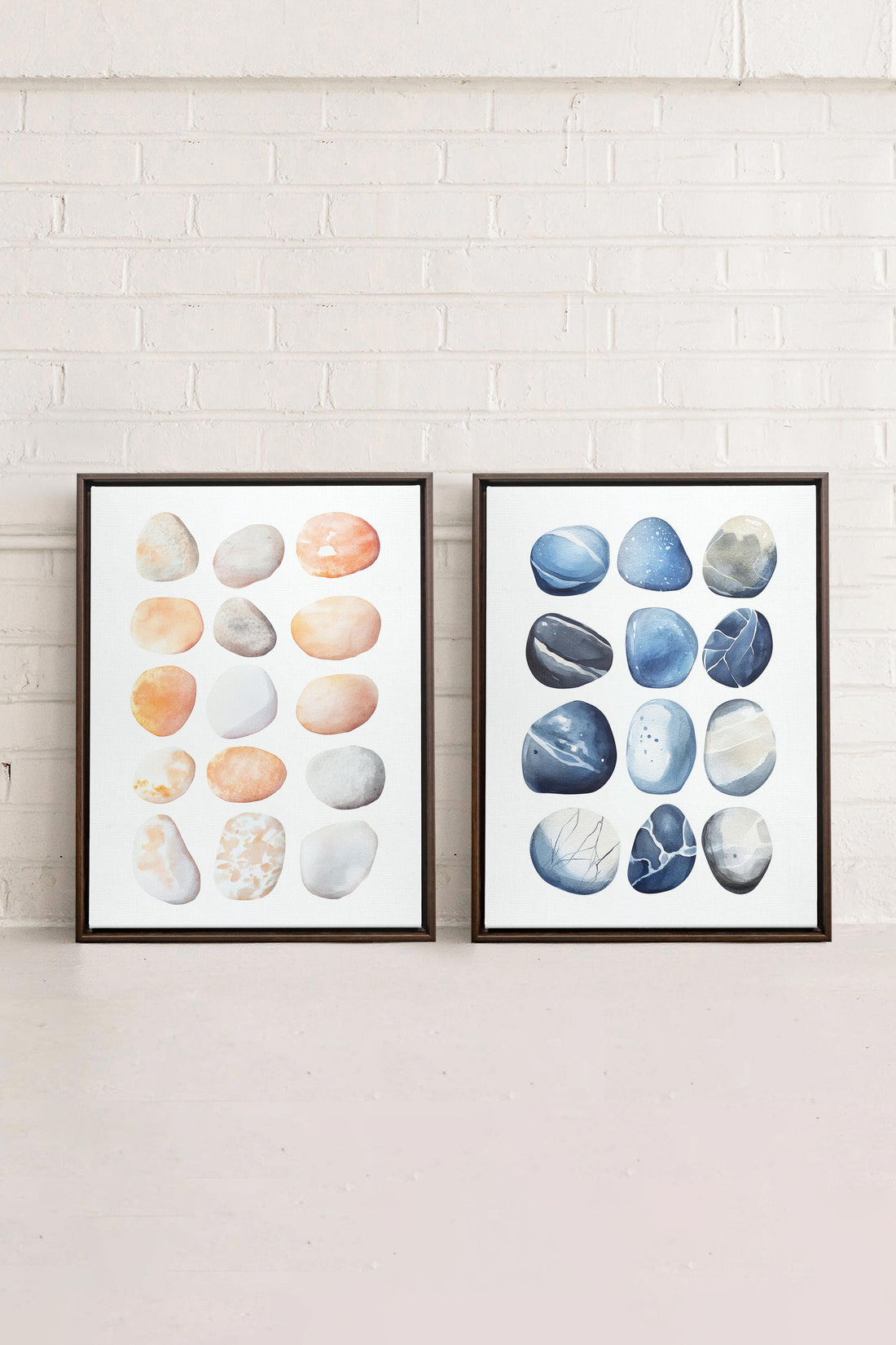 OLEKA CANVAS - SHORELINE GEMS DUO, 2 Oeuvres sur toile étirée, encadré Brun Noyer