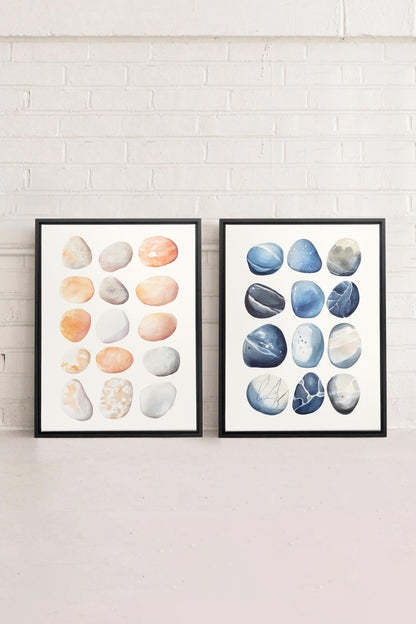 OLEKA CANVAS - SHORELINE GEMS DUO, 2 Oeuvres sur toile étirée, encadré Noir