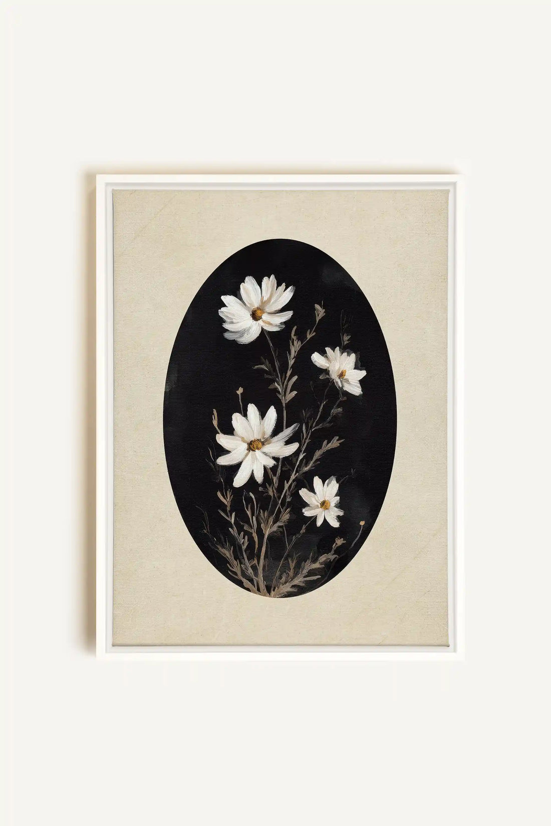 ECLIPSE FLOWERS, Oeuvre sur toile étirée, encadré Blanc