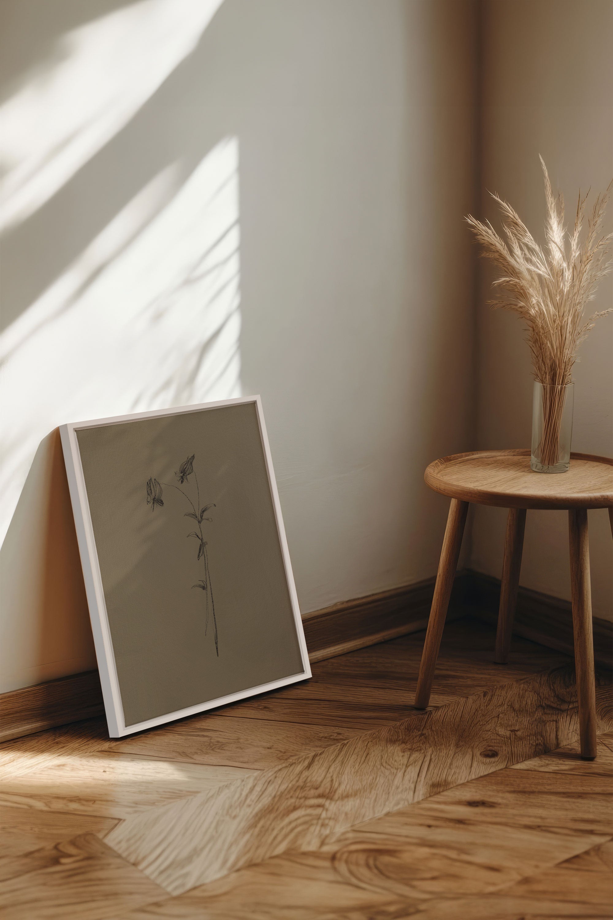 OLEKA CANVAS - BOUTON SAUVAGE, Oeuvre sur toile étirée, encadré Blanc