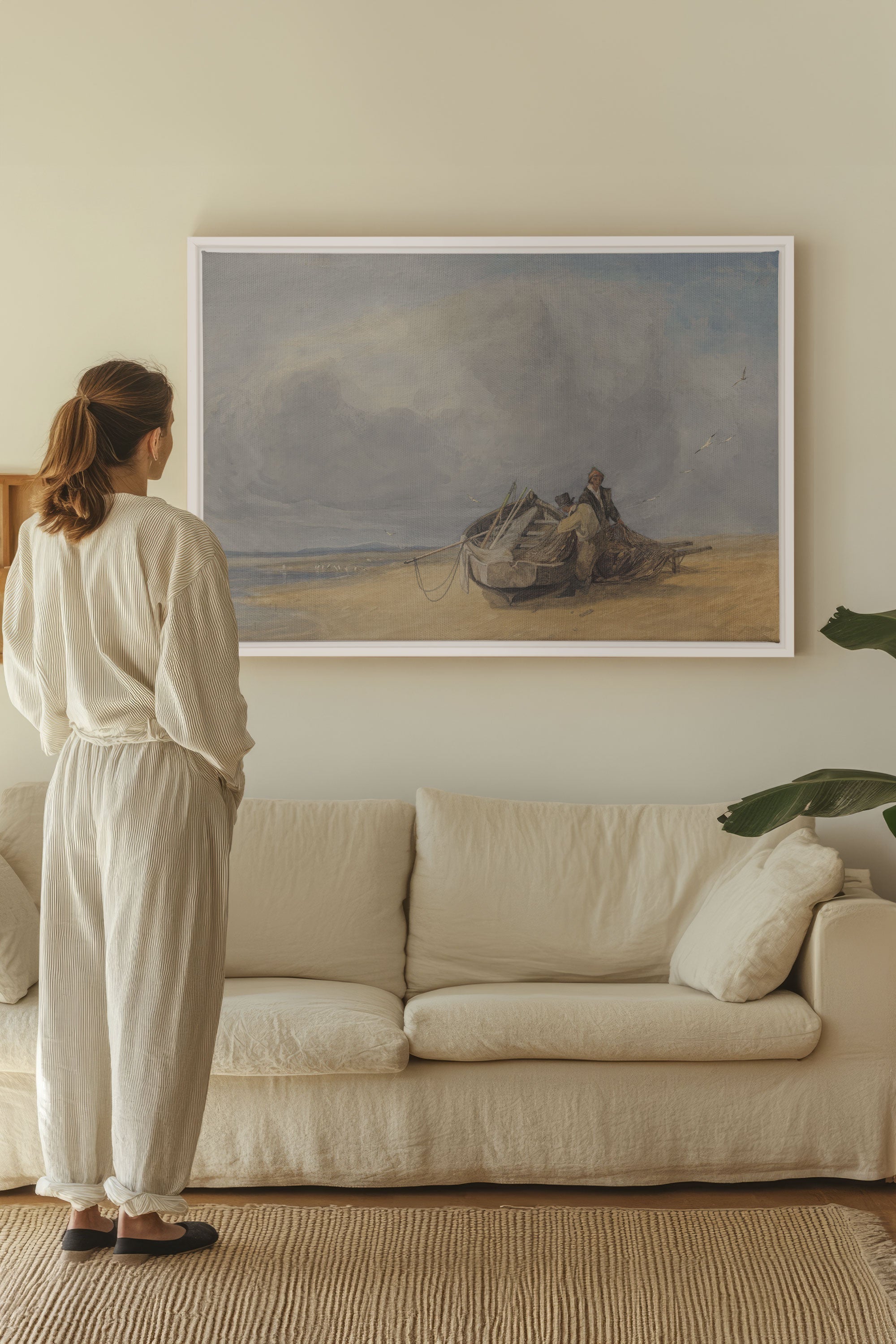 OLEKA CANVAS - SALT AND SKY, Oeuvre sur toile étirée, encadré Blanc