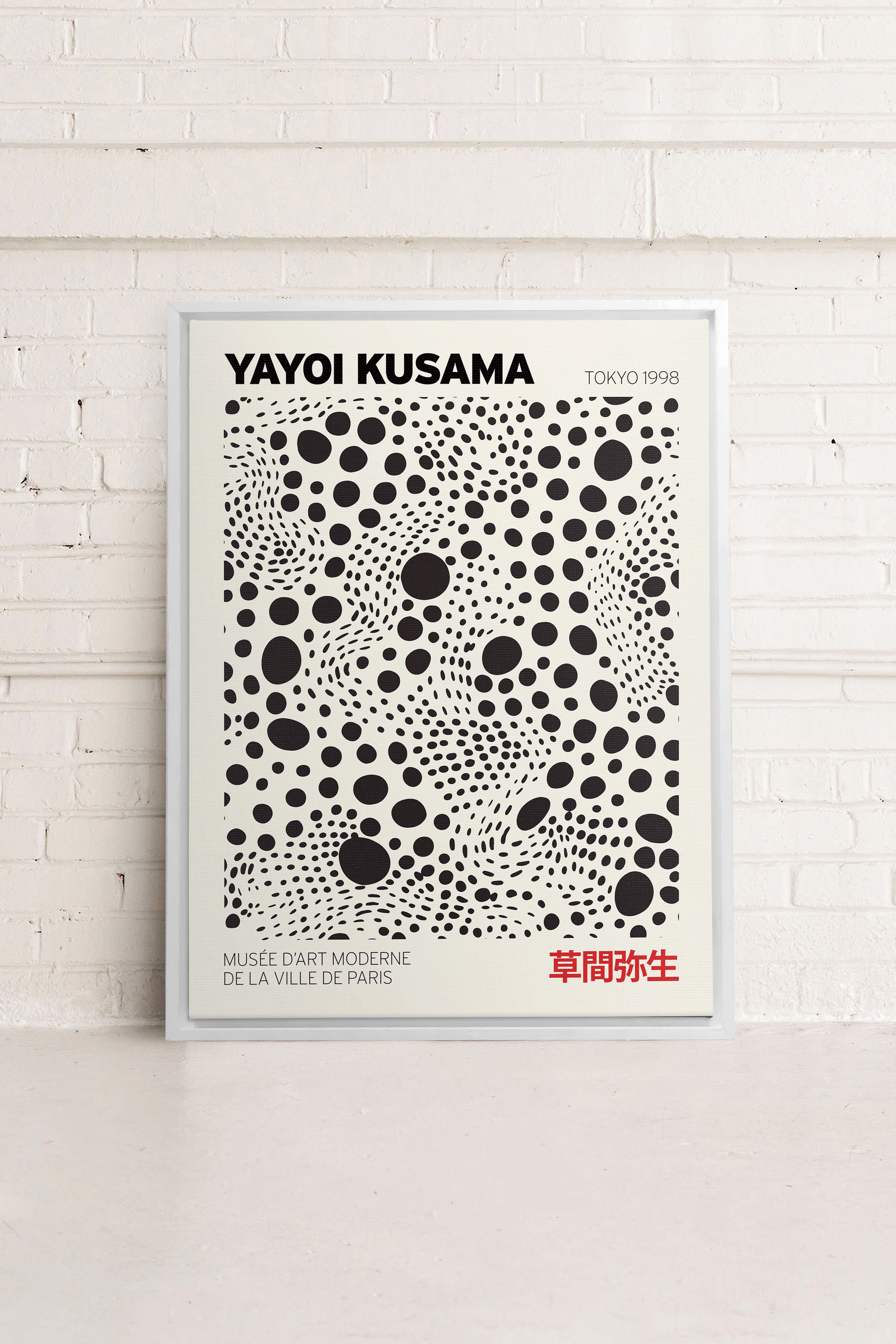 OLEKA CANVAS - KUSAMA II, Oeuvre sur toile étirée, encadré Blanc