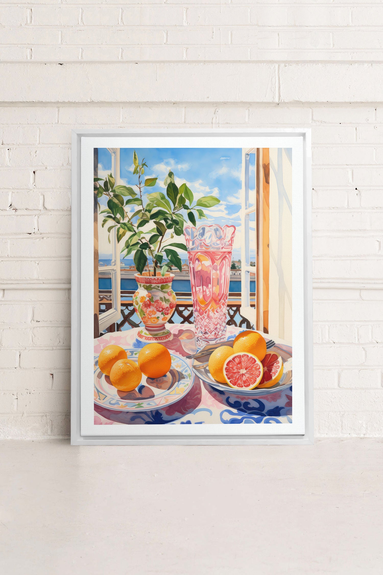 OLEKA CANVAS - CITRUS VISTA PARADISE, Oeuvre sur toile étirée, encadré Blanc