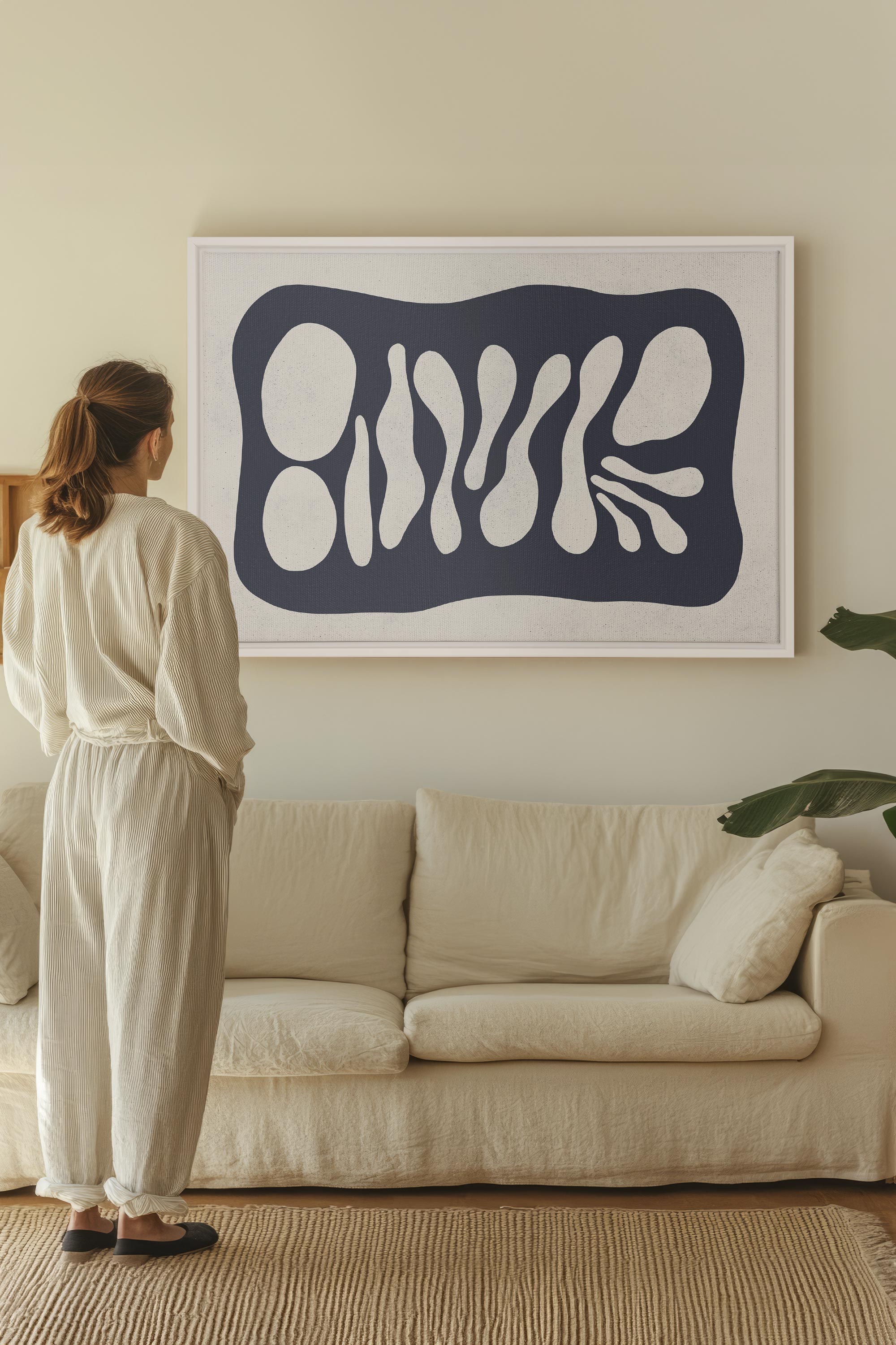 OLEKA CANVAS - ONDE CRÉATIVE, Oeuvre sur toile étirée, encadré Blanc