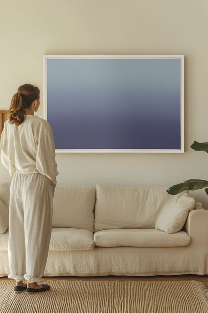 OLEKA CANVAS - REFLET NOCTURNE, Oeuvre sur toile étirée, encadré Blanc