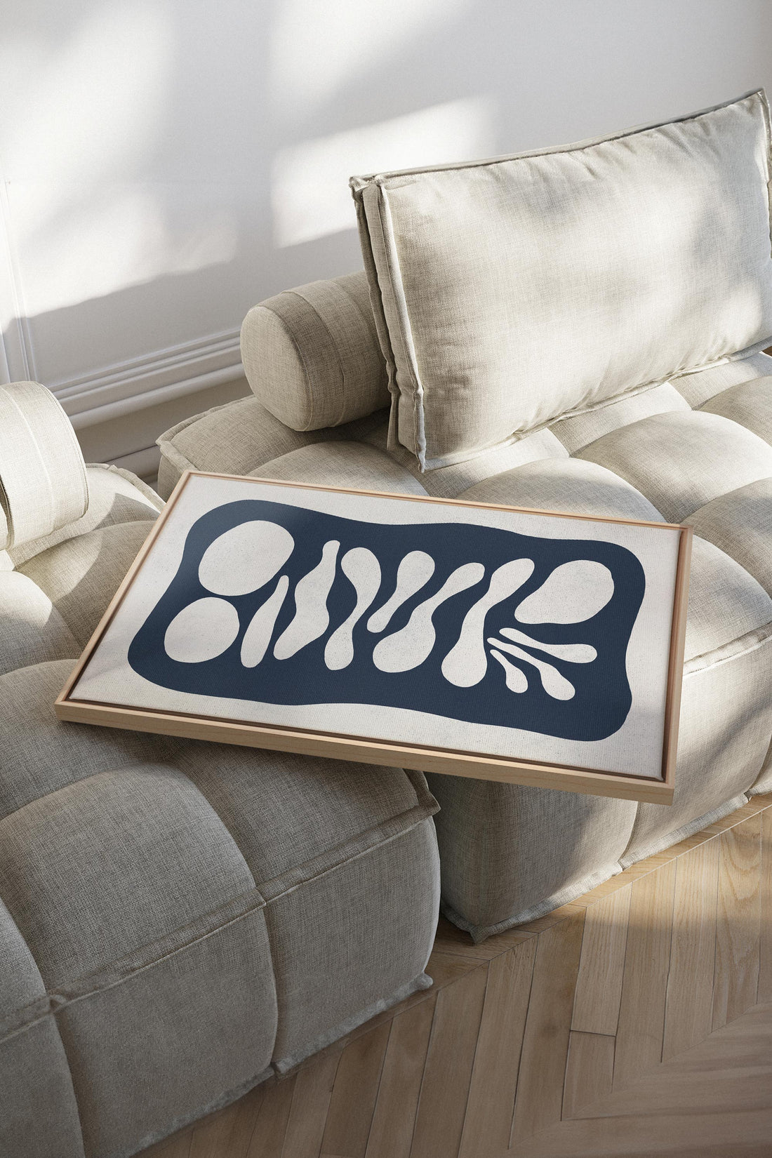 OLEKA CANVAS - ONDE CRÉATIVE, Oeuvre sur toile étirée, encadré Naturel Clair