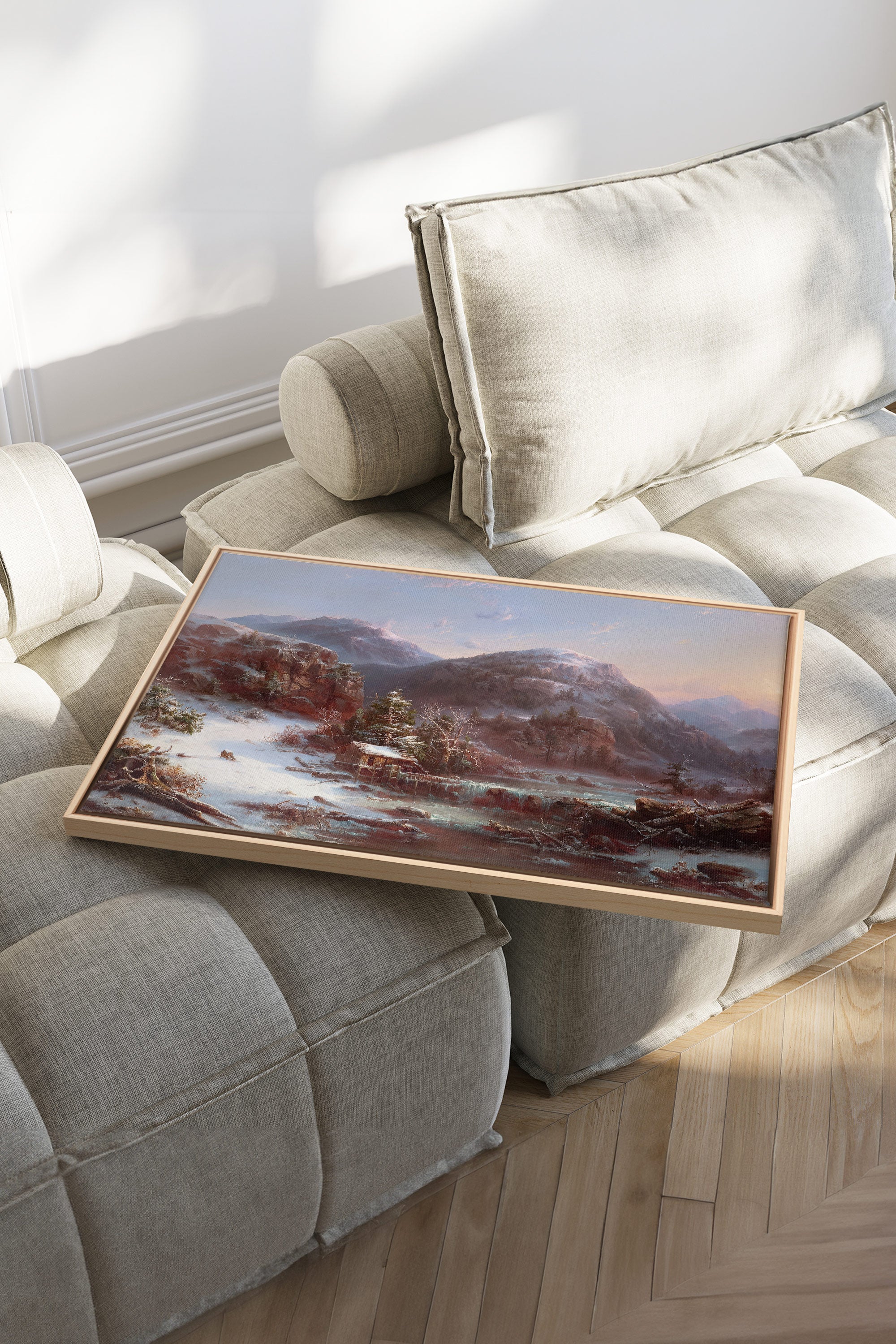 GLACIAL DAWN, Oeuvre sur toile étirée, encadré Naturel Clair