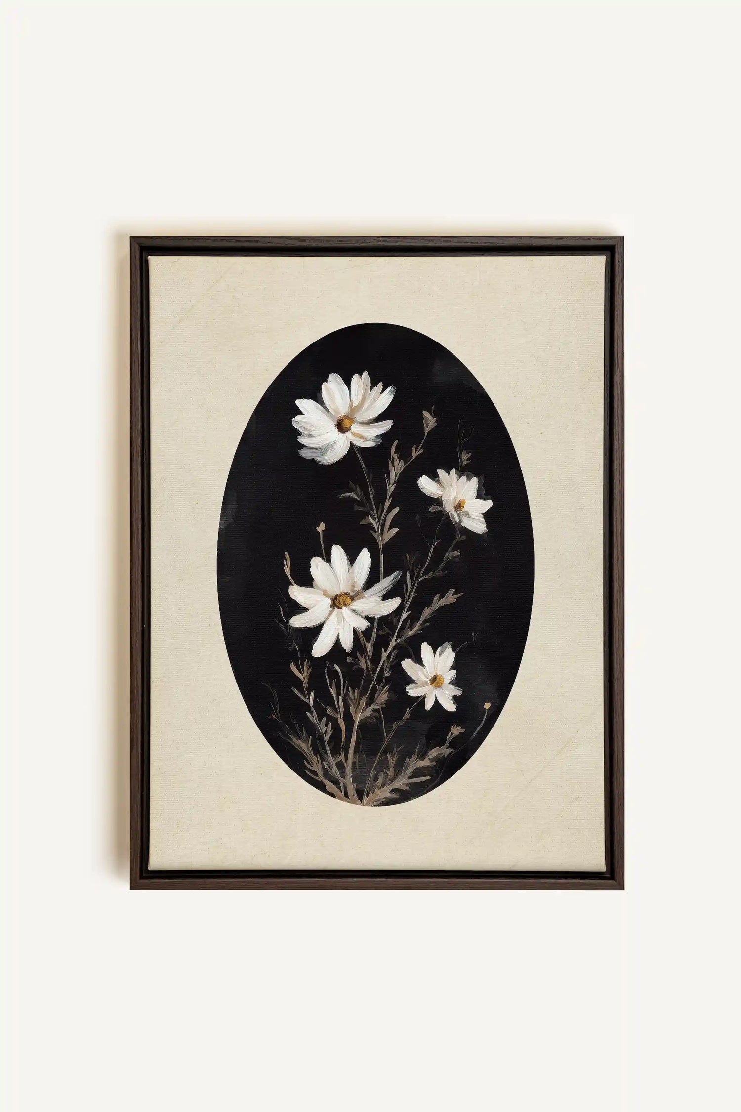 ECLIPSE FLOWERS, Oeuvre sur toile étirée, encadré Brun Noyer